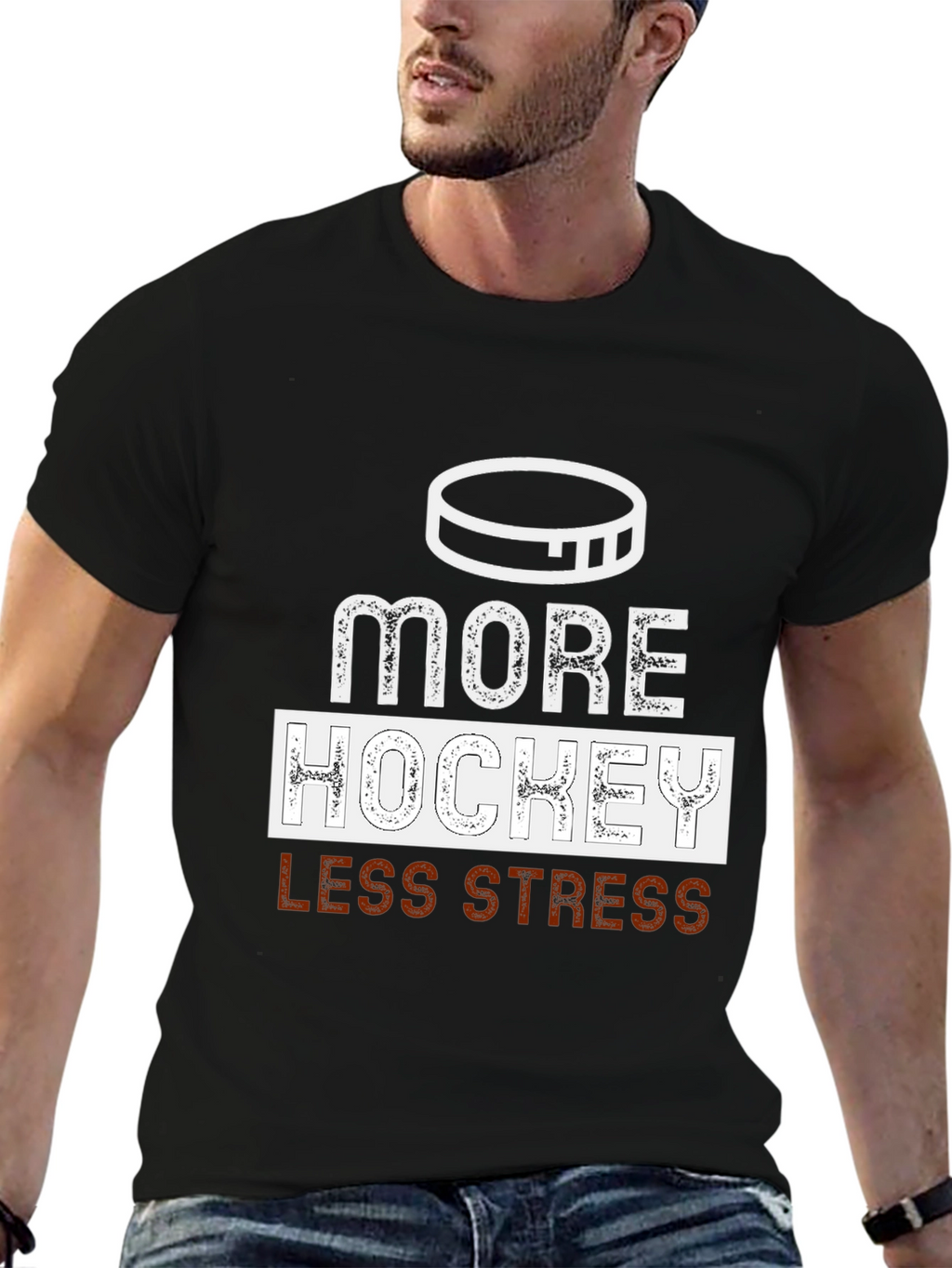 More Hockey Less Stress Graphic Tee