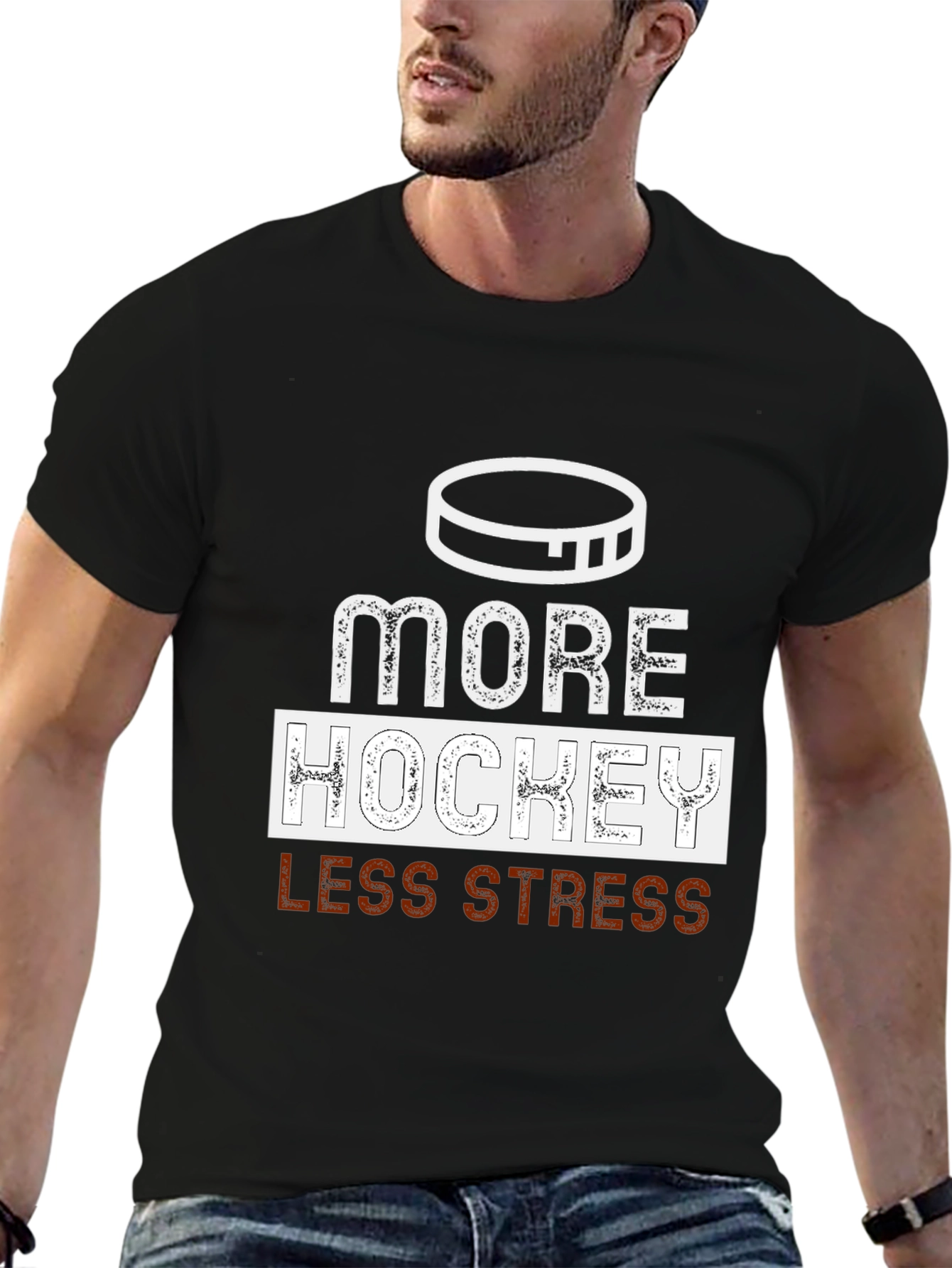 More Hockey Less Stress Graphic Tee