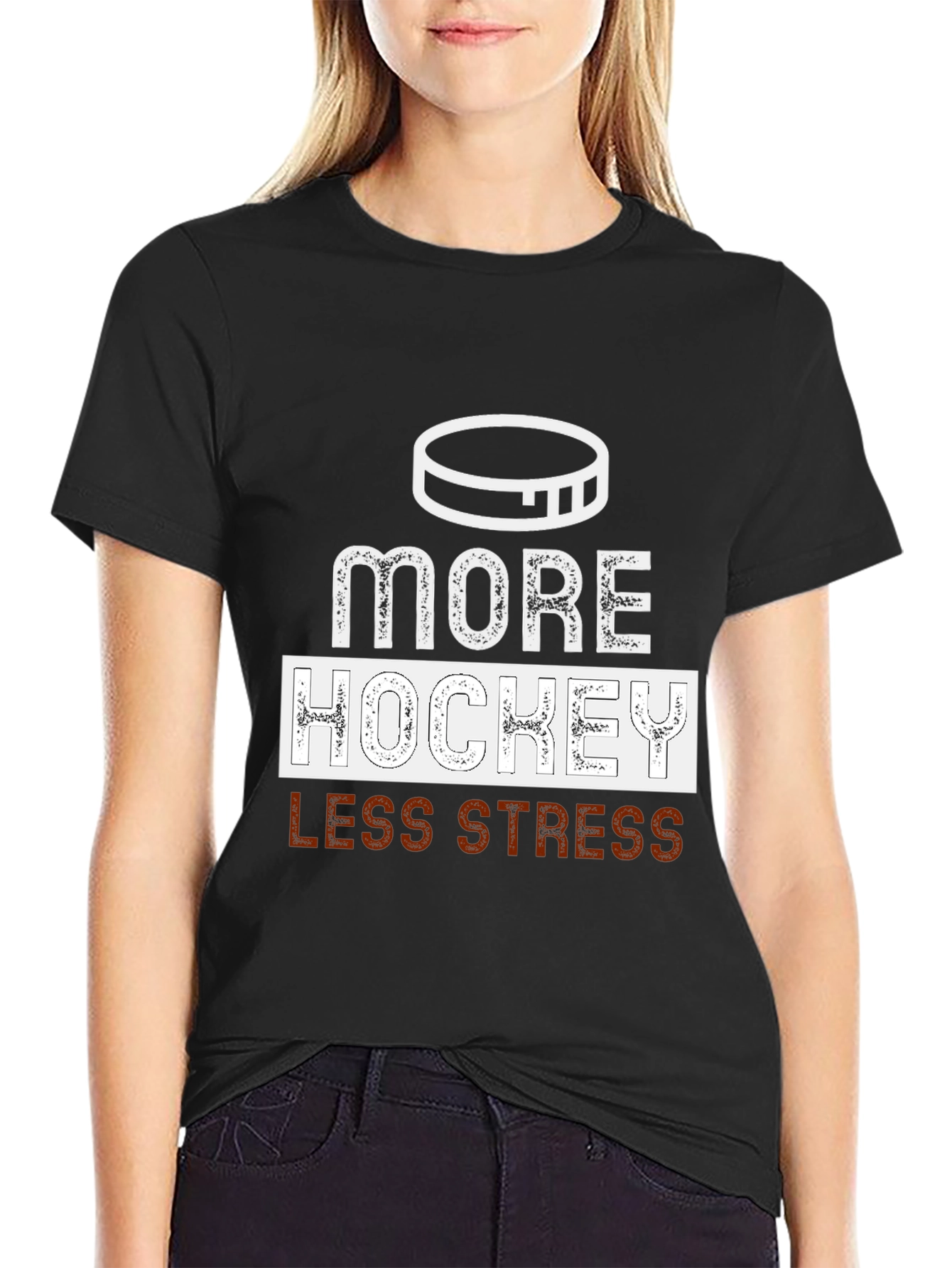 More Hockey Less Stress Graphic Tee