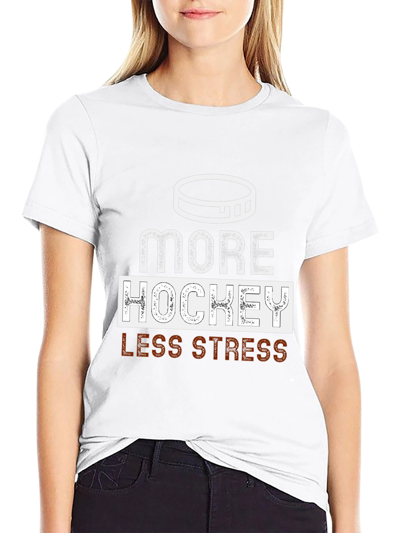 More Hockey Less Stress Graphic Tee