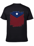 Patriotic Chevron Star Graphic Tee - Black