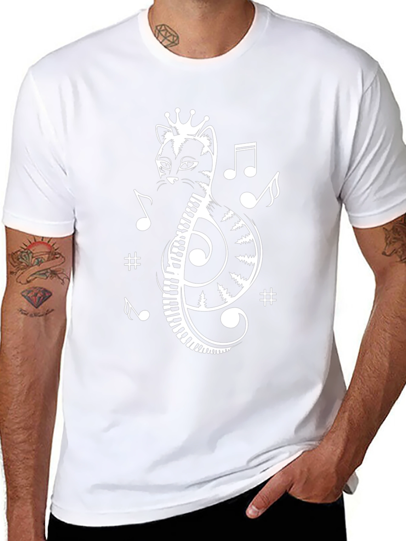 Musical Cat T-Shirt - Treble Clef Cat Tee