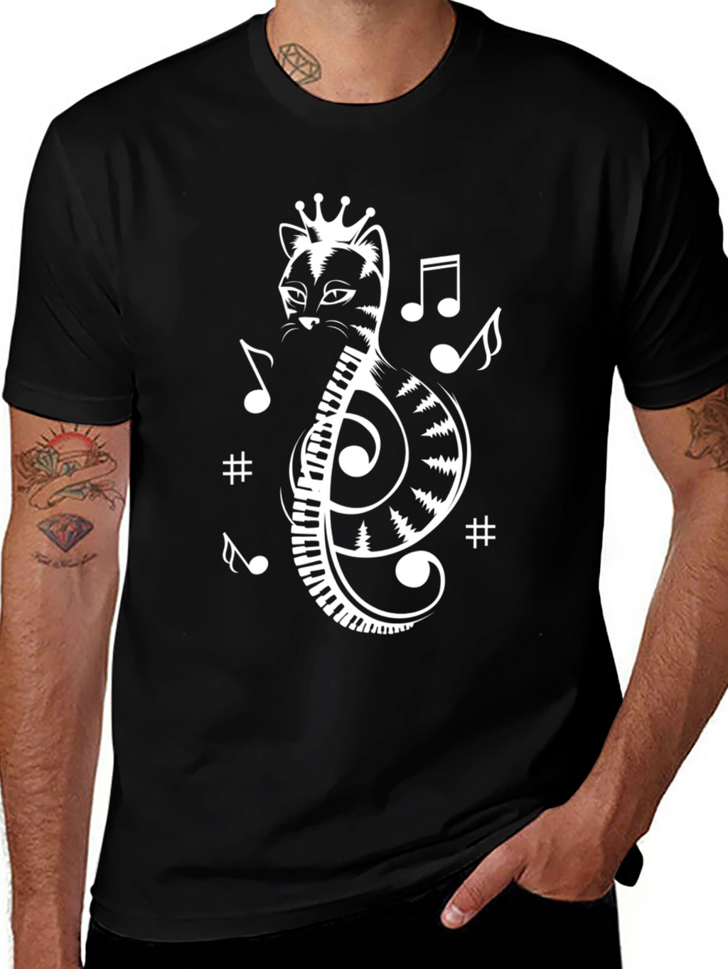Musical Cat T-Shirt - Treble Clef Cat Tee