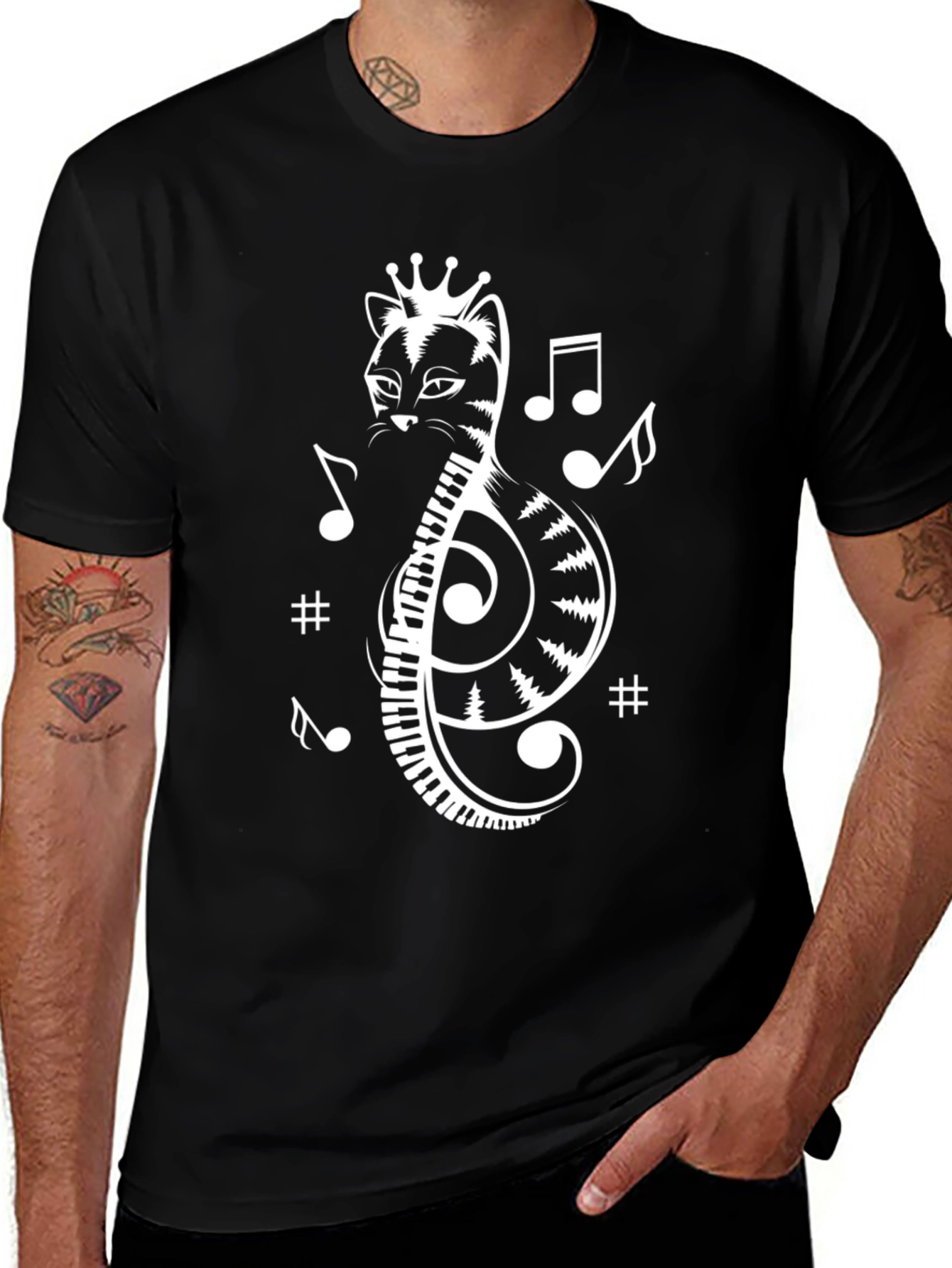 Musical Cat T-Shirt - Treble Clef Cat Tee