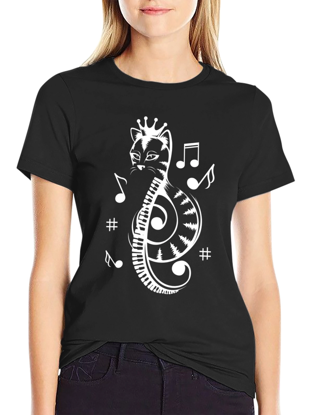 Musical Cat T-Shirt - Treble Clef Cat Tee