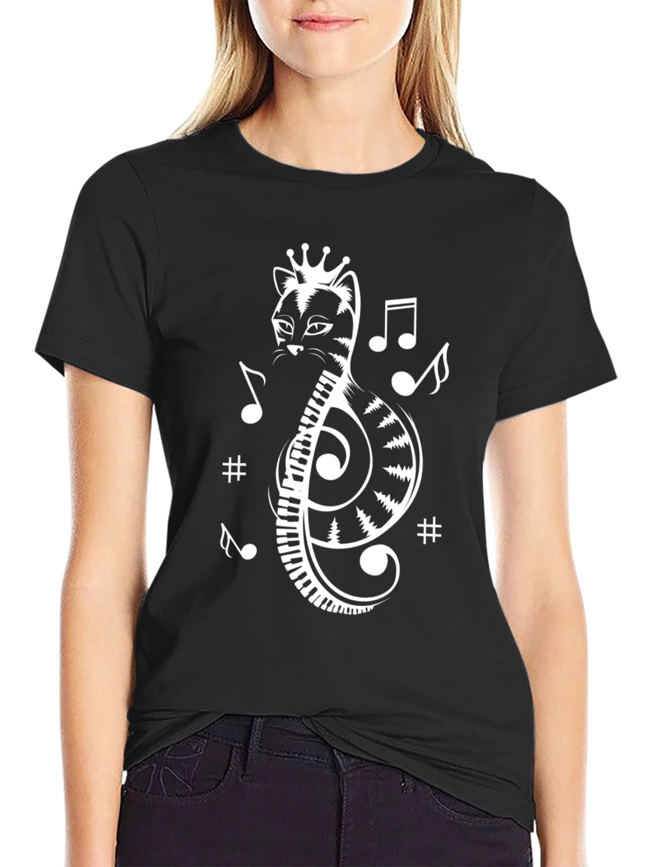 Musical Cat T-Shirt - Treble Clef Cat Tee