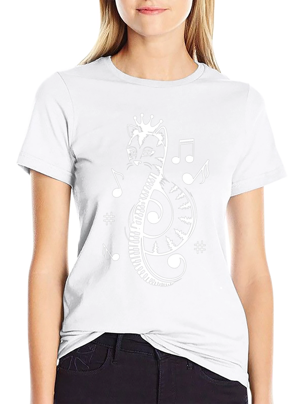 Musical Cat T-Shirt - Treble Clef Cat Tee