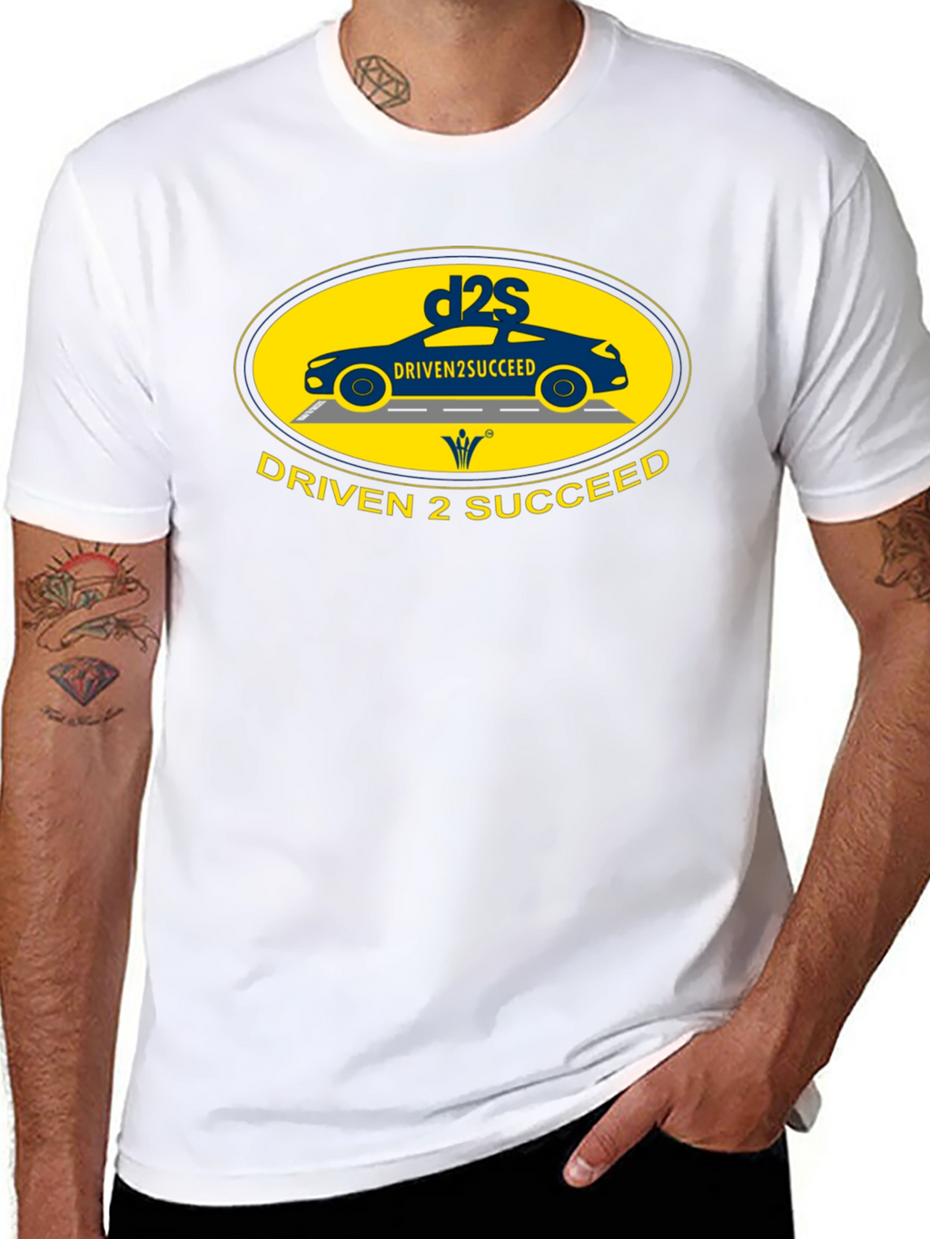 Driven 2 Succeed Black T-Shirt with Car Design