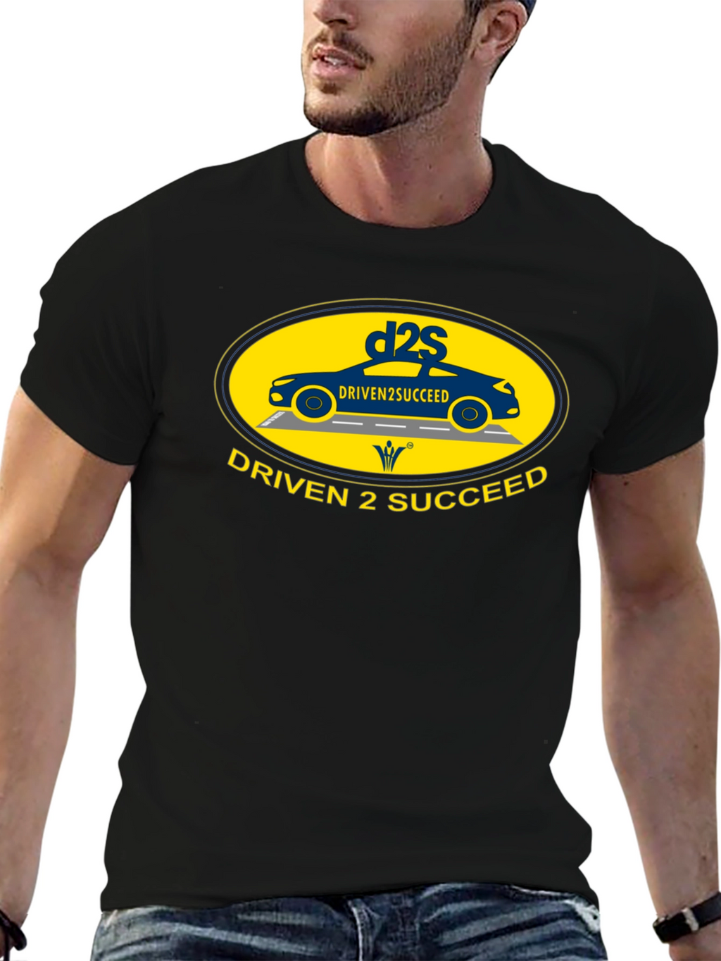 Driven 2 Succeed Black T-Shirt with Car Design