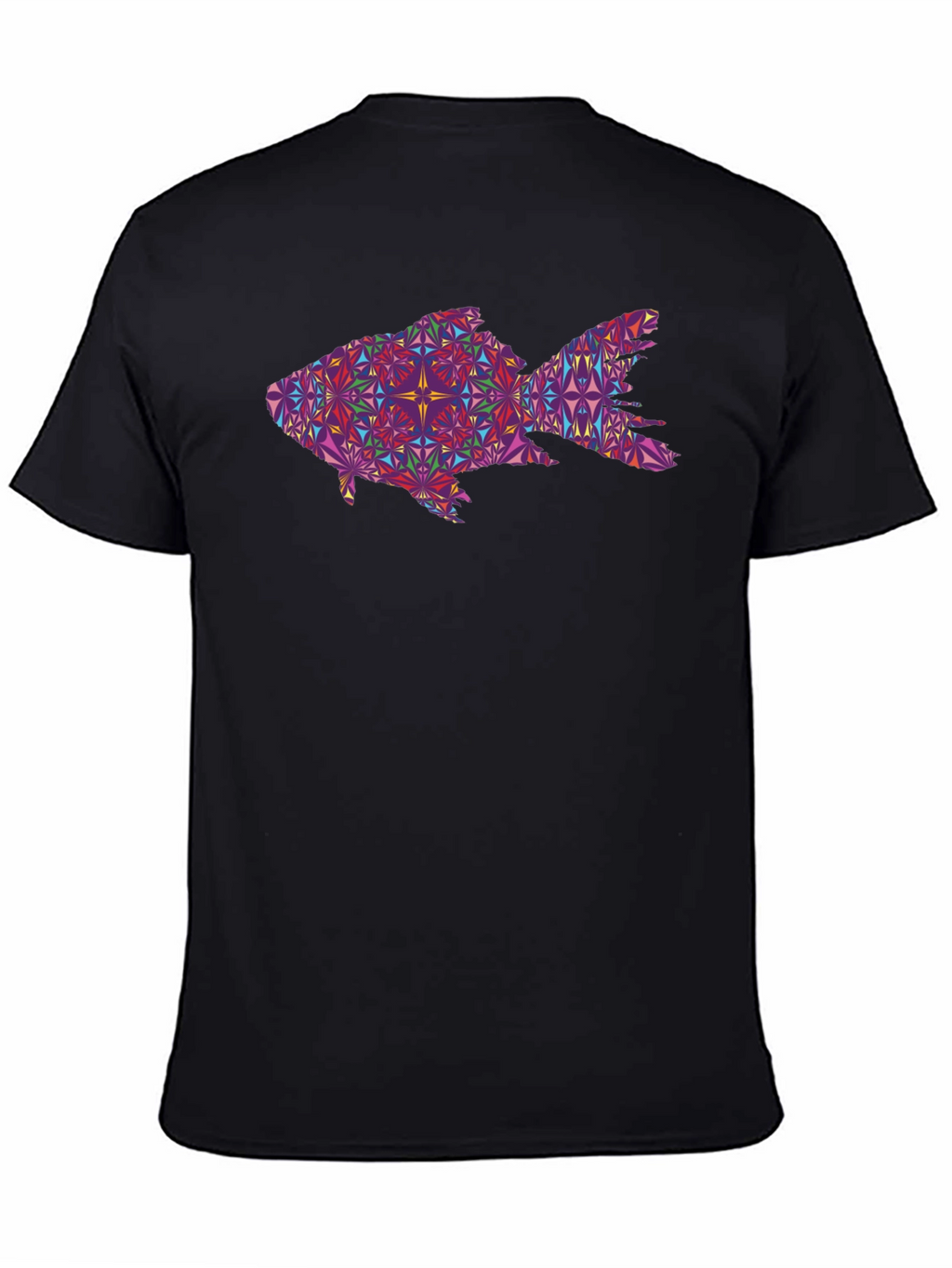 Geometric Fish Graphic Black T-Shirt