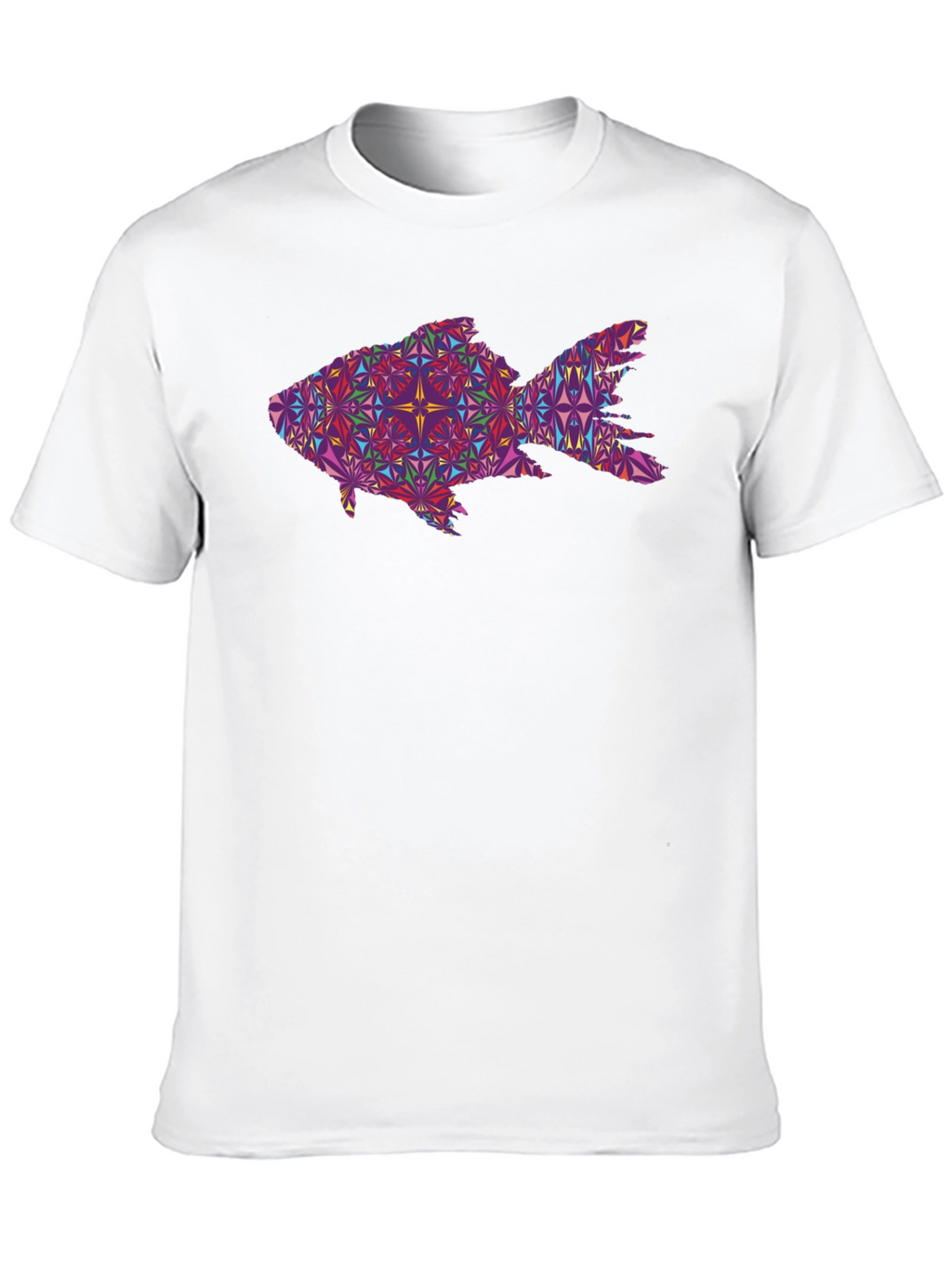 Geometric Fish Graphic Black T-Shirt