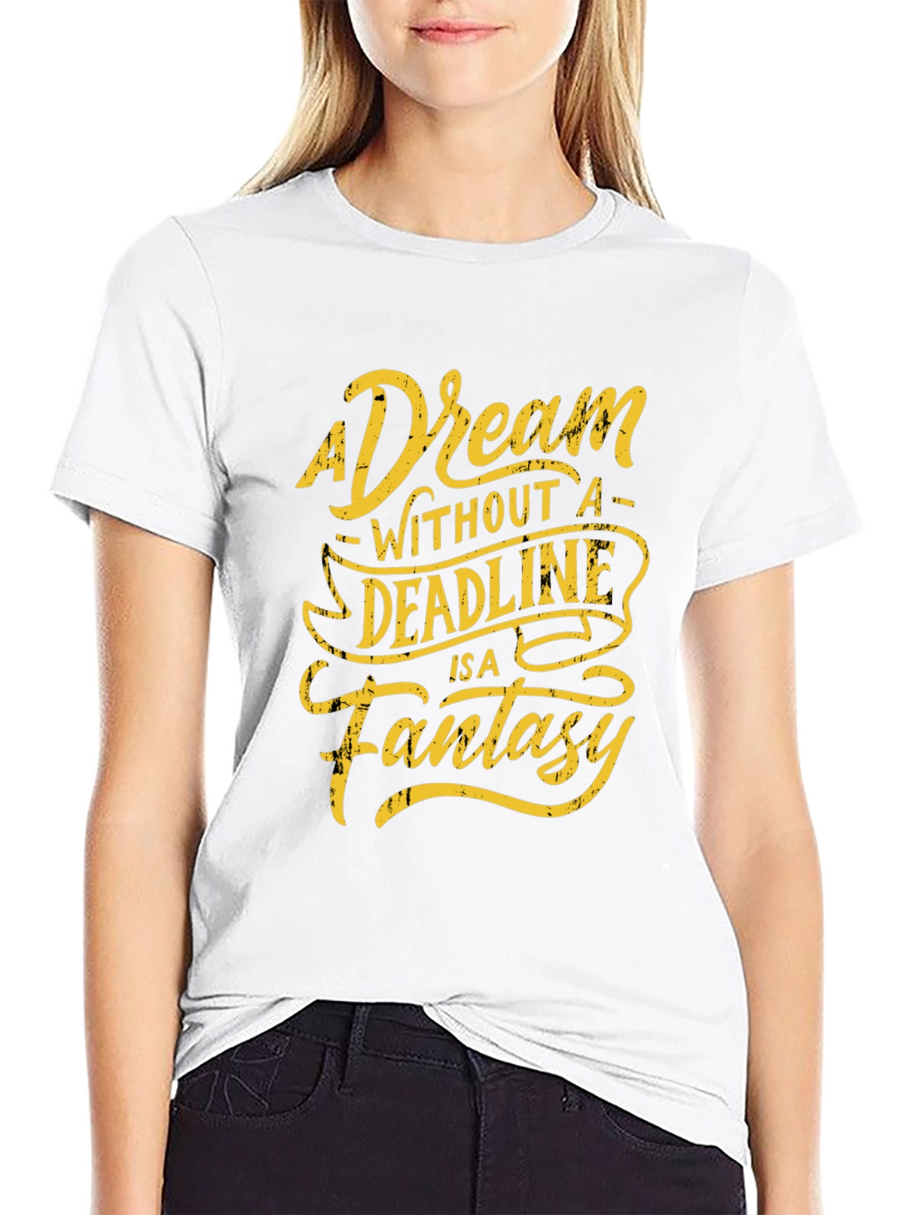 A Dream Without Deadline Black Graphic Tee