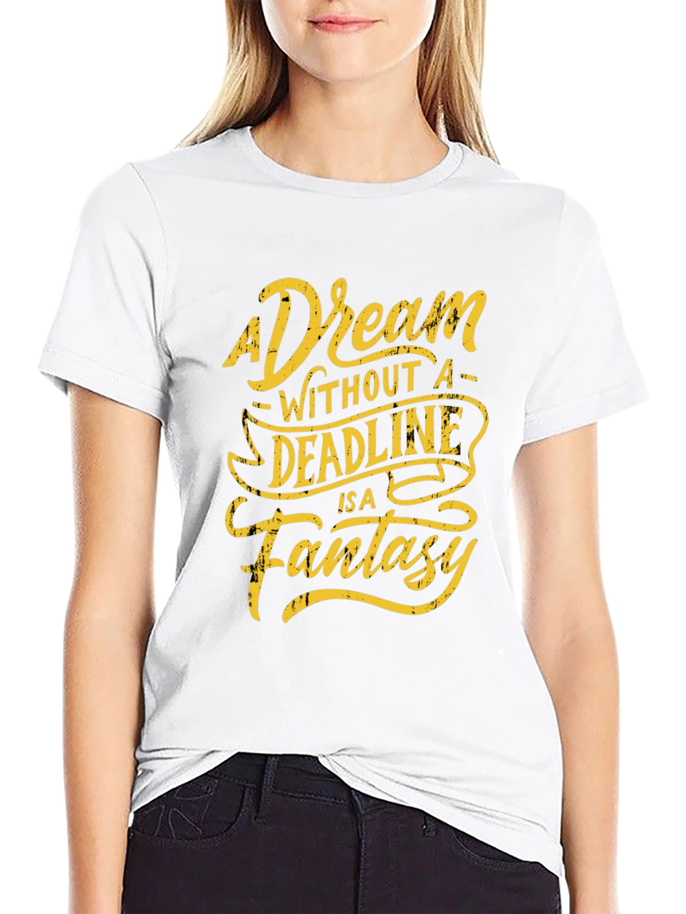 A Dream Without Deadline Black Graphic Tee