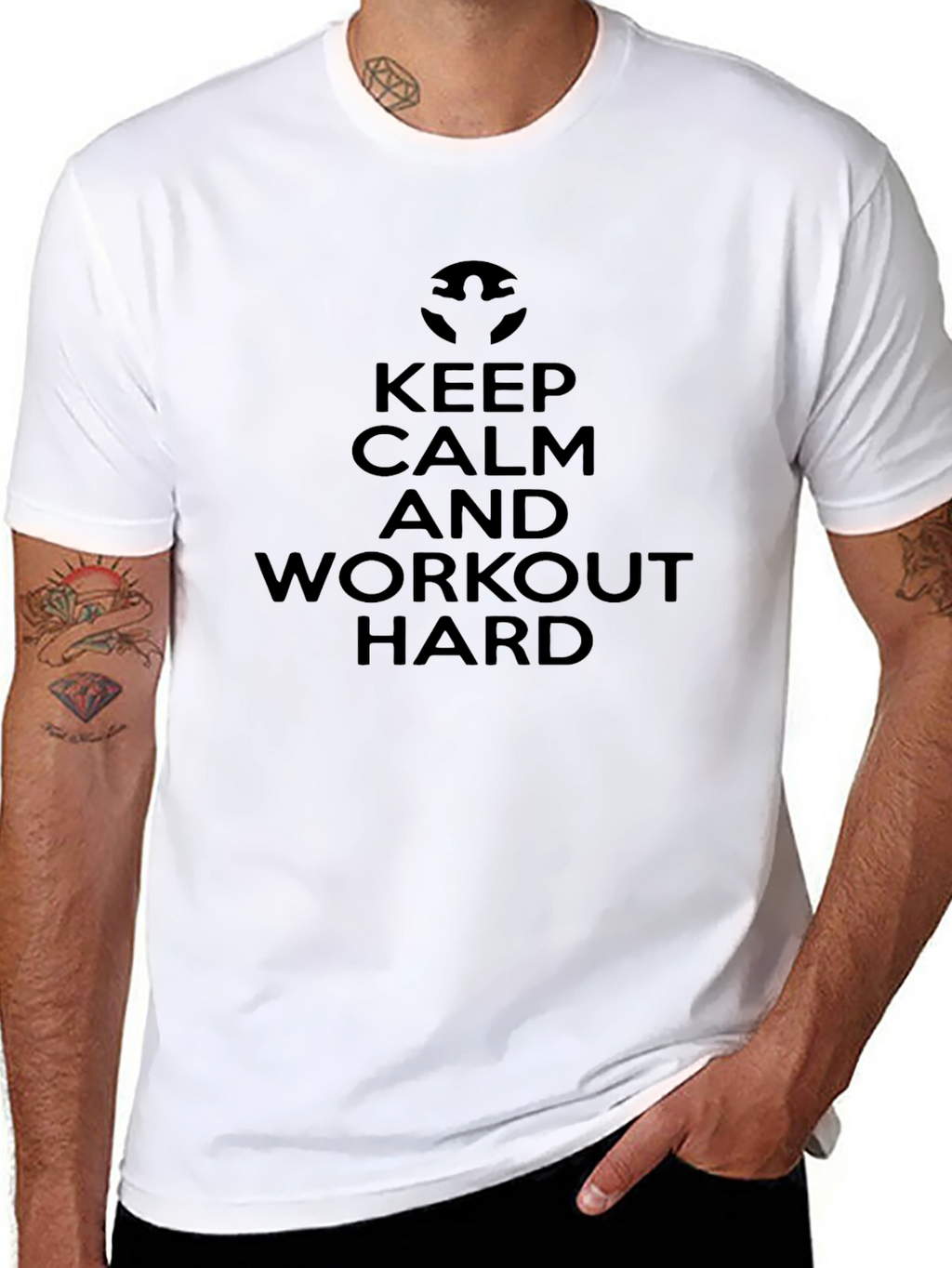 Keep Calm & Workout Hard Black Graphic T-Shirt