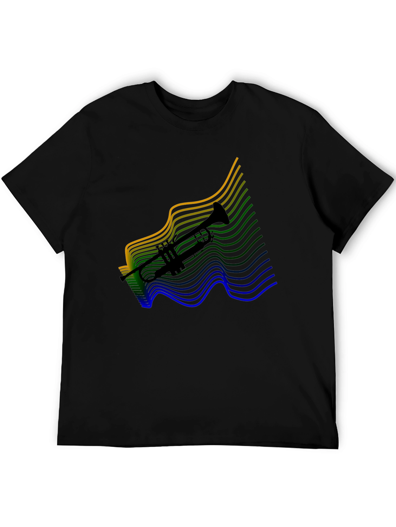 Trumpet Wave Graphic Tee - Black Cotton Blend