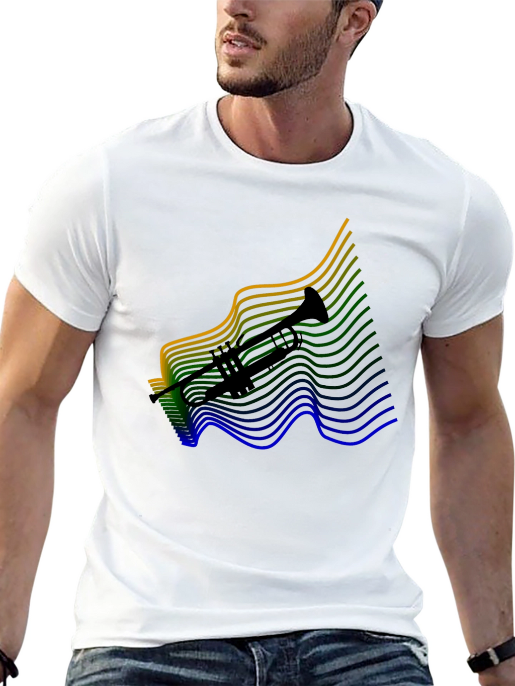 Trumpet Wave Graphic Tee - Black Cotton Blend