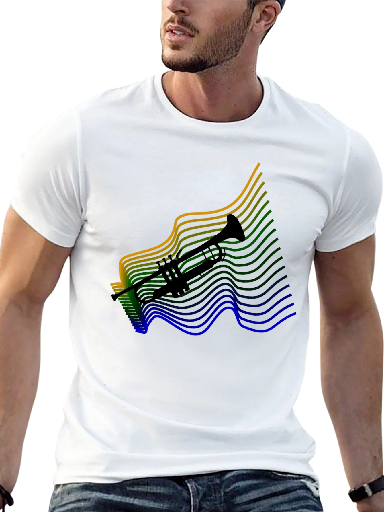 Trumpet Wave Graphic Tee - Black Cotton Blend