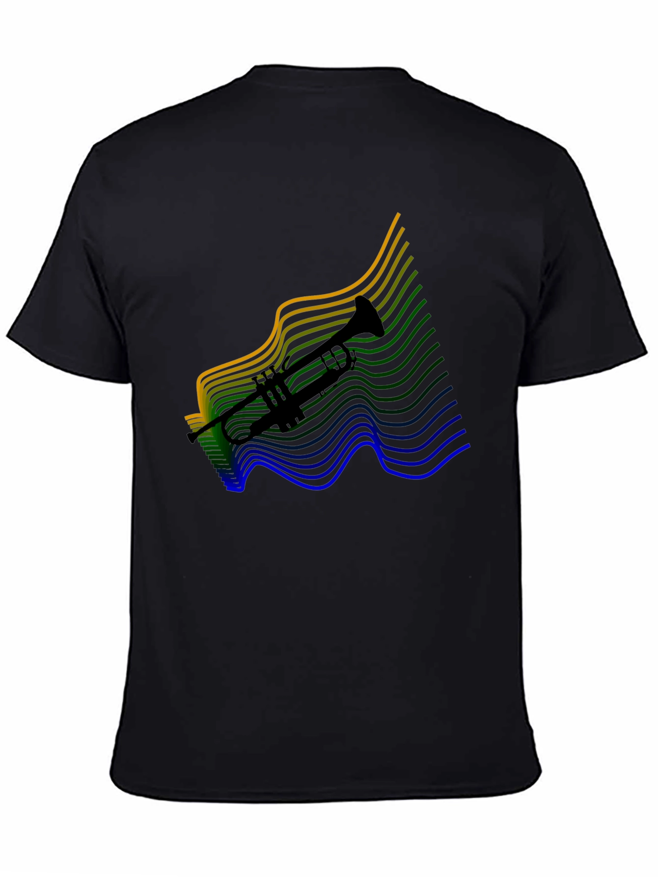 Trumpet Wave Graphic Tee - Black Cotton Blend
