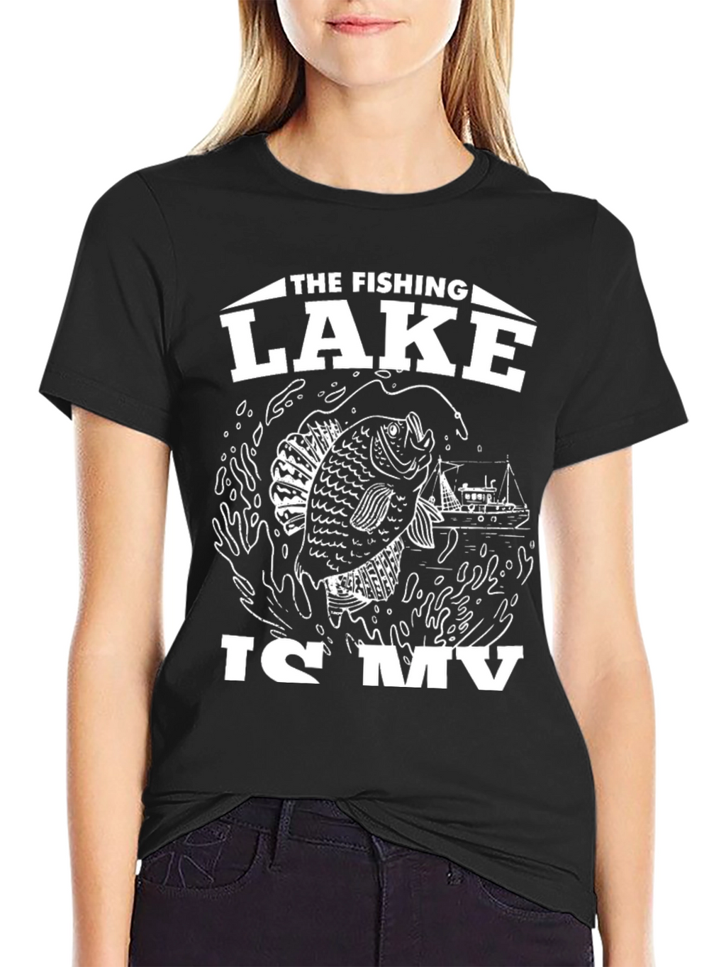 Fishing Lake Graphic Tee - Black