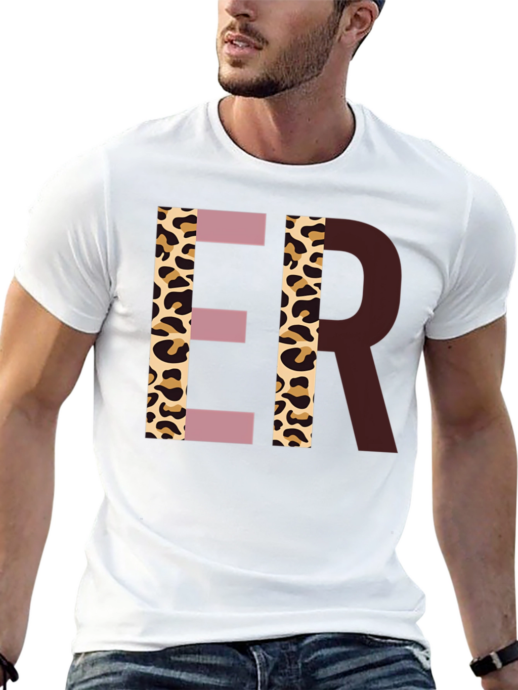 Stylish ER Initial Graphic Print Black T-Shirt