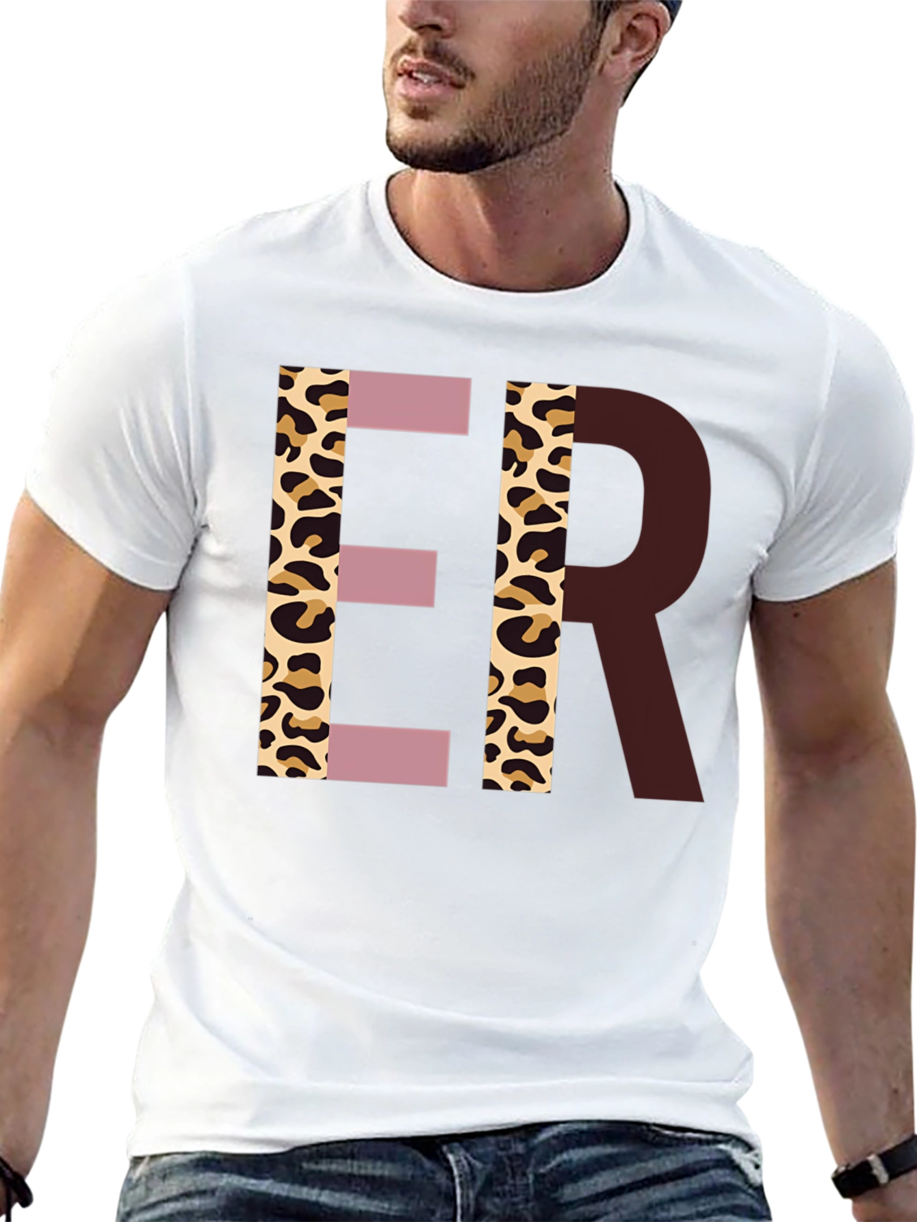 Stylish ER Initial Graphic Print Black T-Shirt
