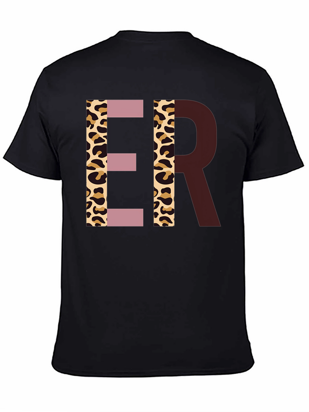 Stylish ER Initial Graphic Print Black T-Shirt