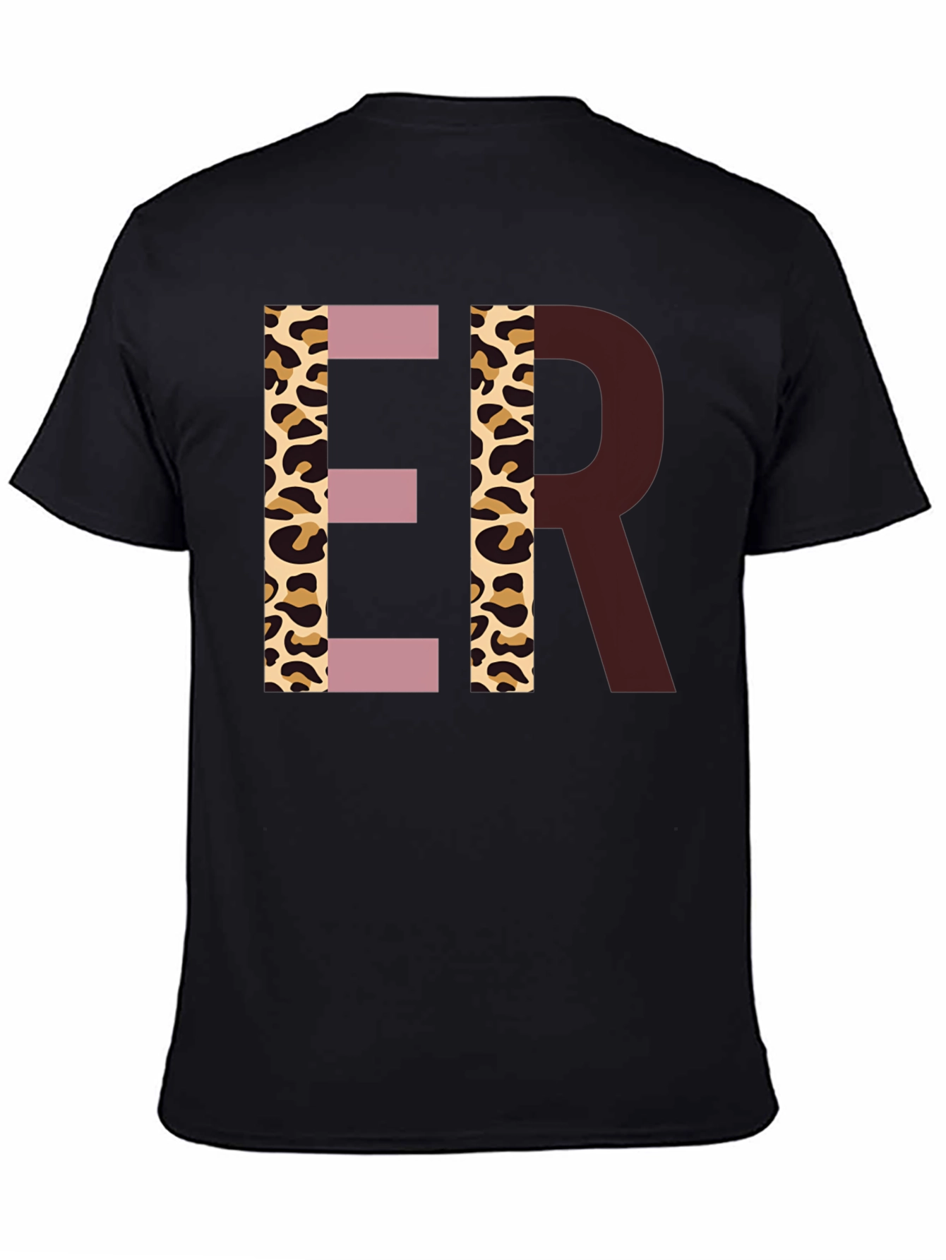Stylish ER Initial Graphic Print Black T-Shirt