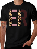 Stylish ER Initial Graphic Print Black T-Shirt