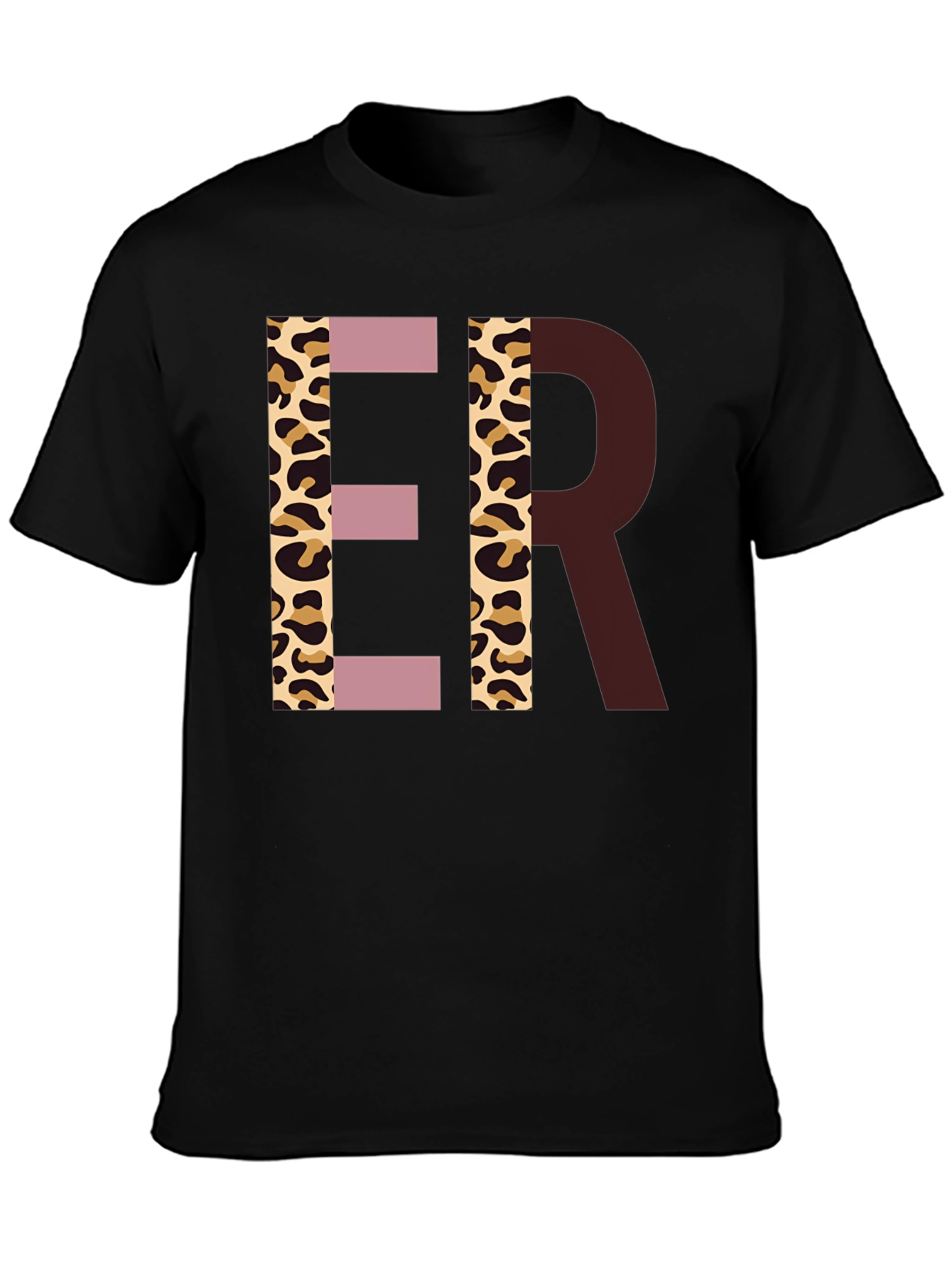 Stylish ER Initial Graphic Print Black T-Shirt