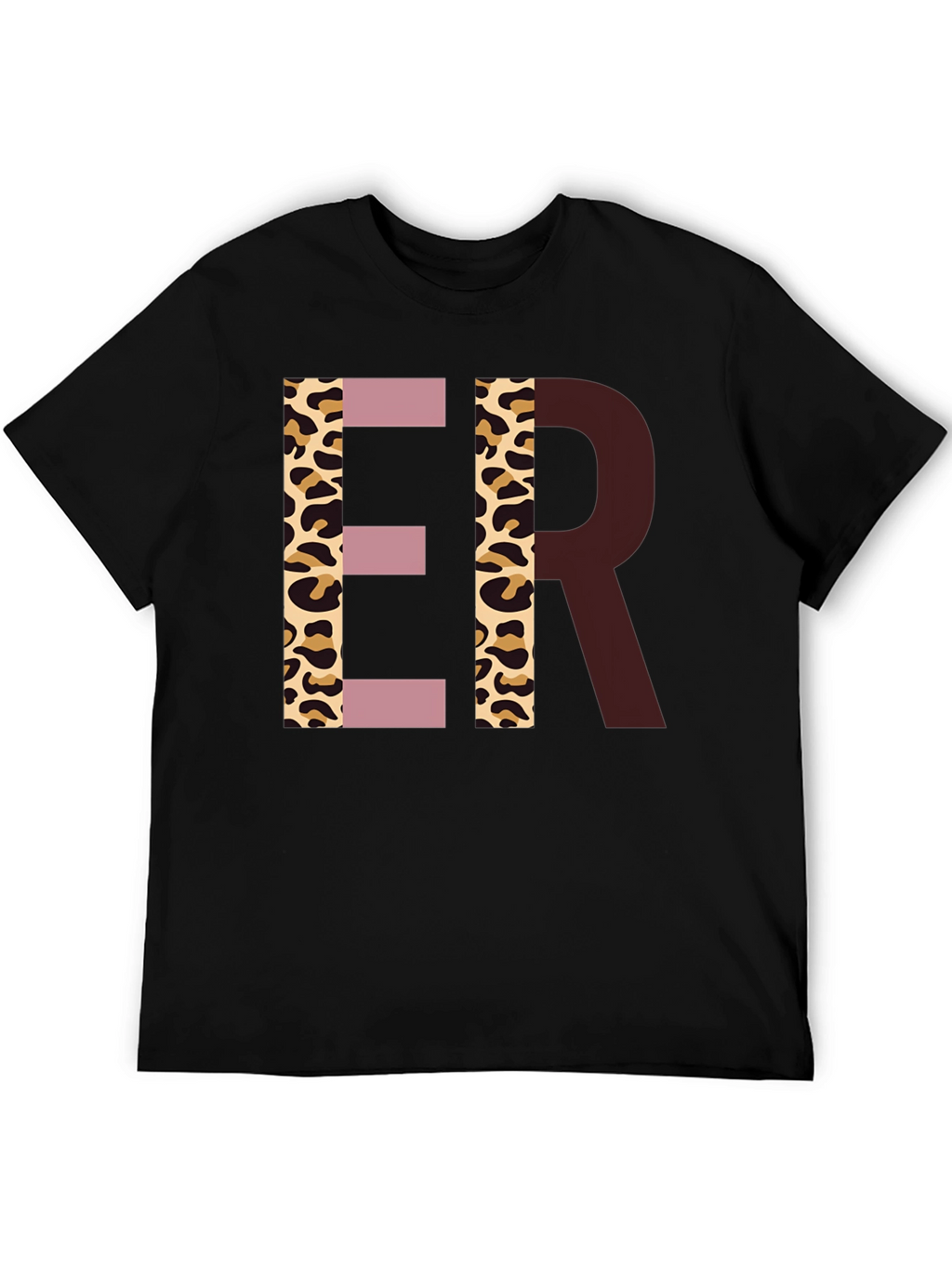 Stylish ER Initial Graphic Print Black T-Shirt