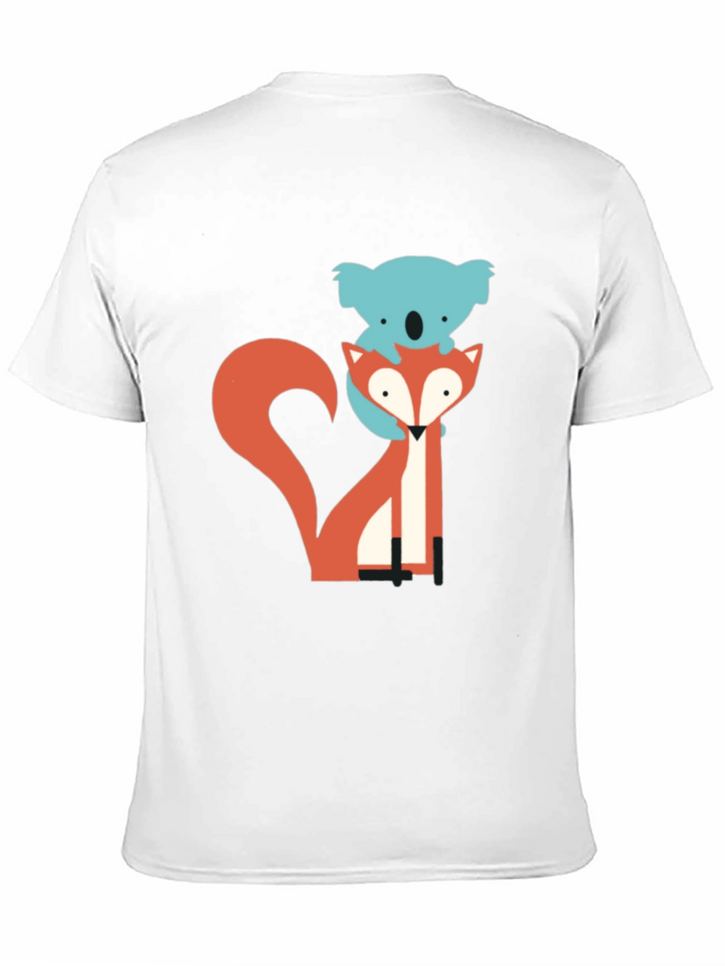 Koala Riding Fox Graphic Tee - Black Cotton T-Shirt