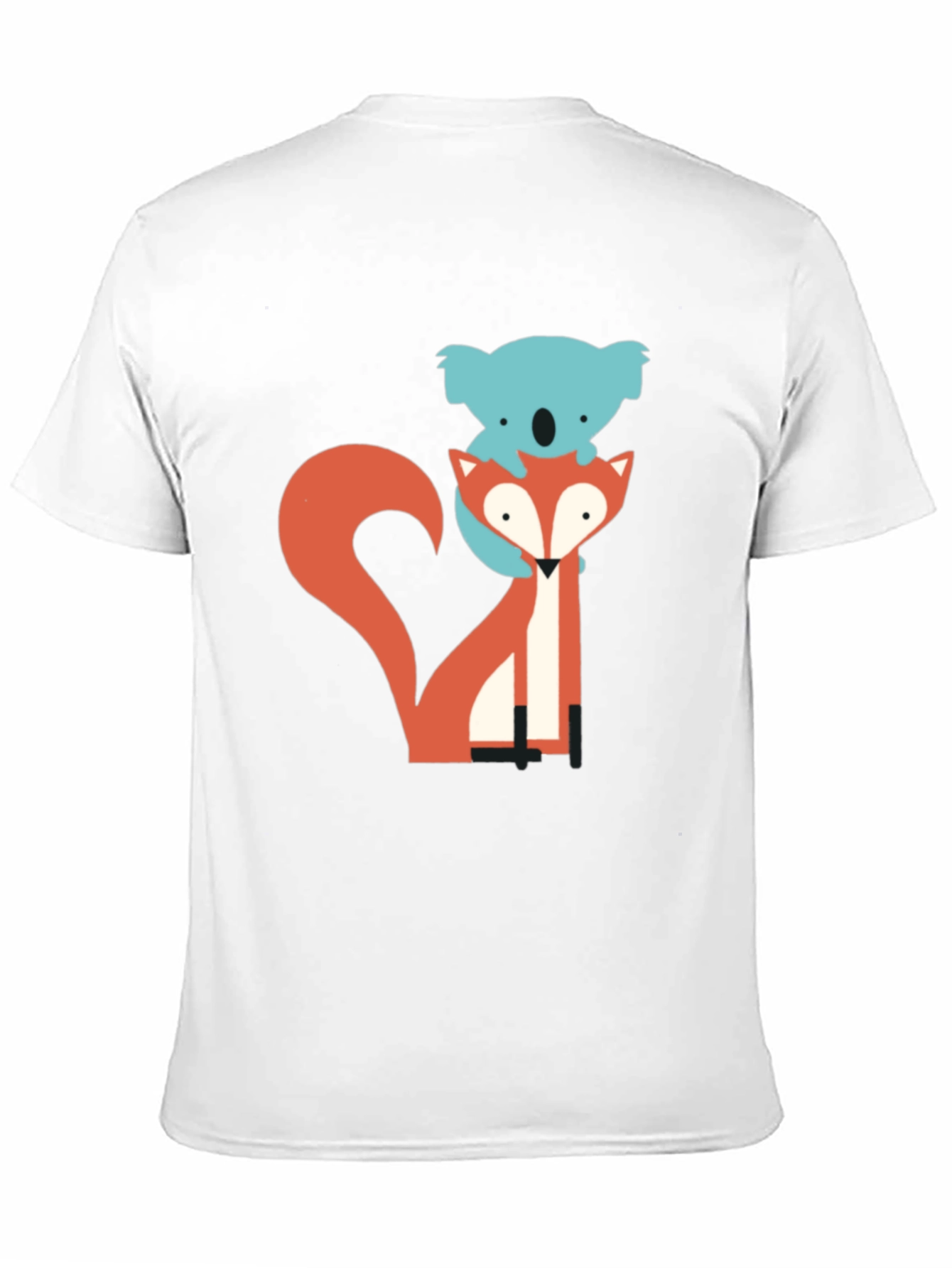 Koala Riding Fox Graphic Tee - Black Cotton T-Shirt