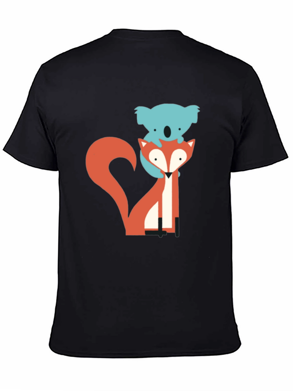 Koala Riding Fox Graphic Tee - Black Cotton T-Shirt