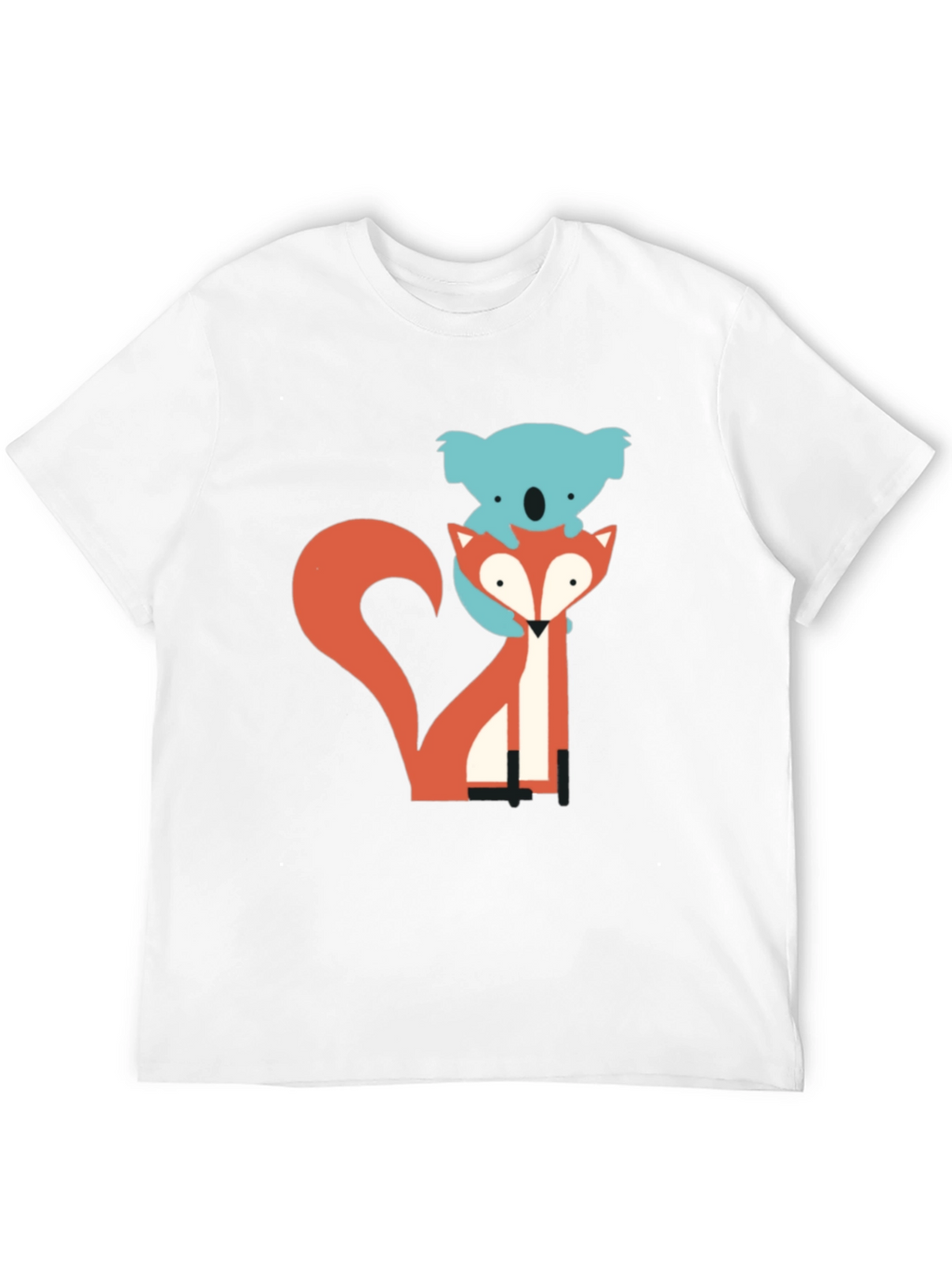 Koala Riding Fox Graphic Tee - Black Cotton T-Shirt