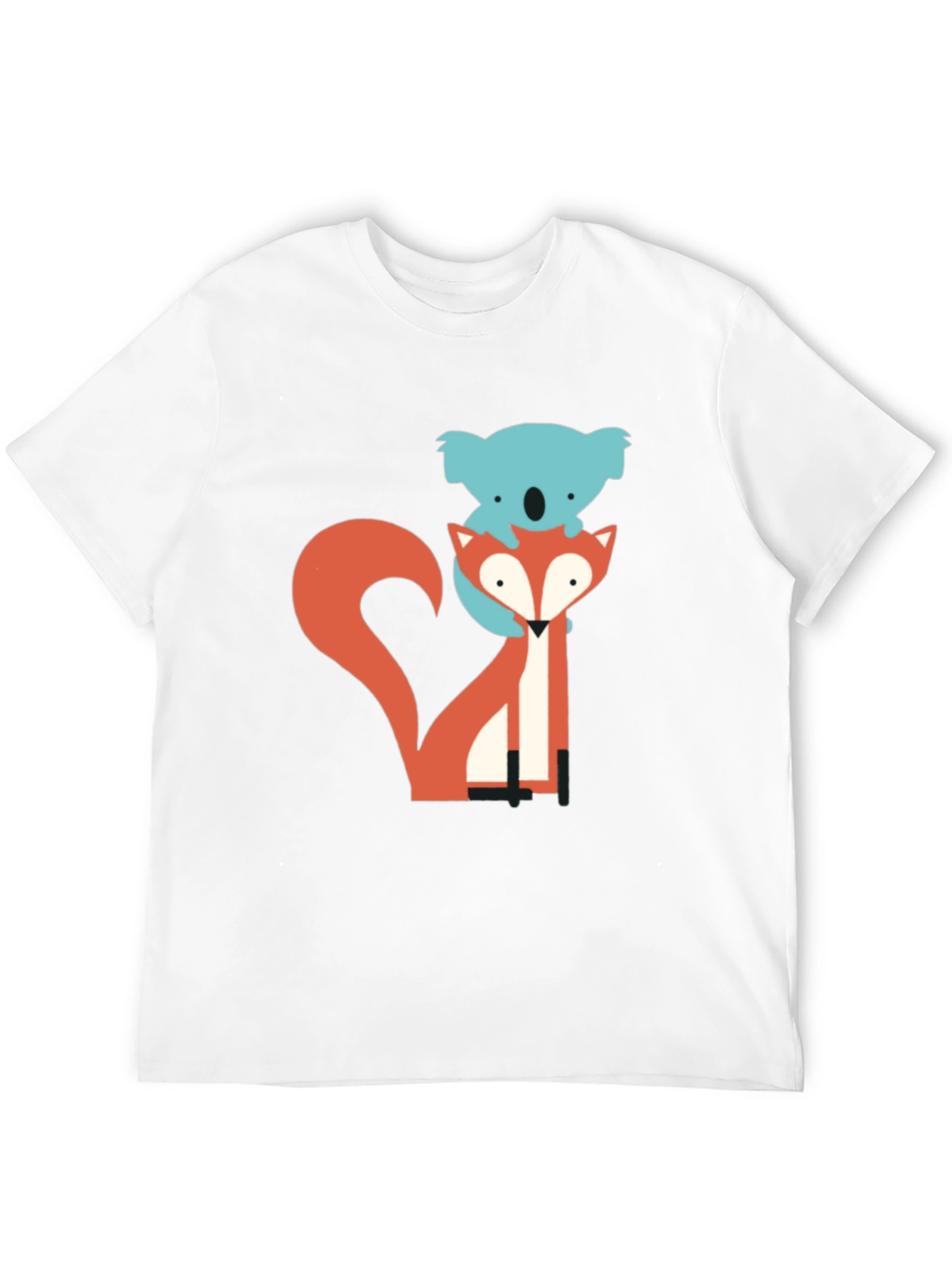 Koala Riding Fox Graphic Tee - Black Cotton T-Shirt