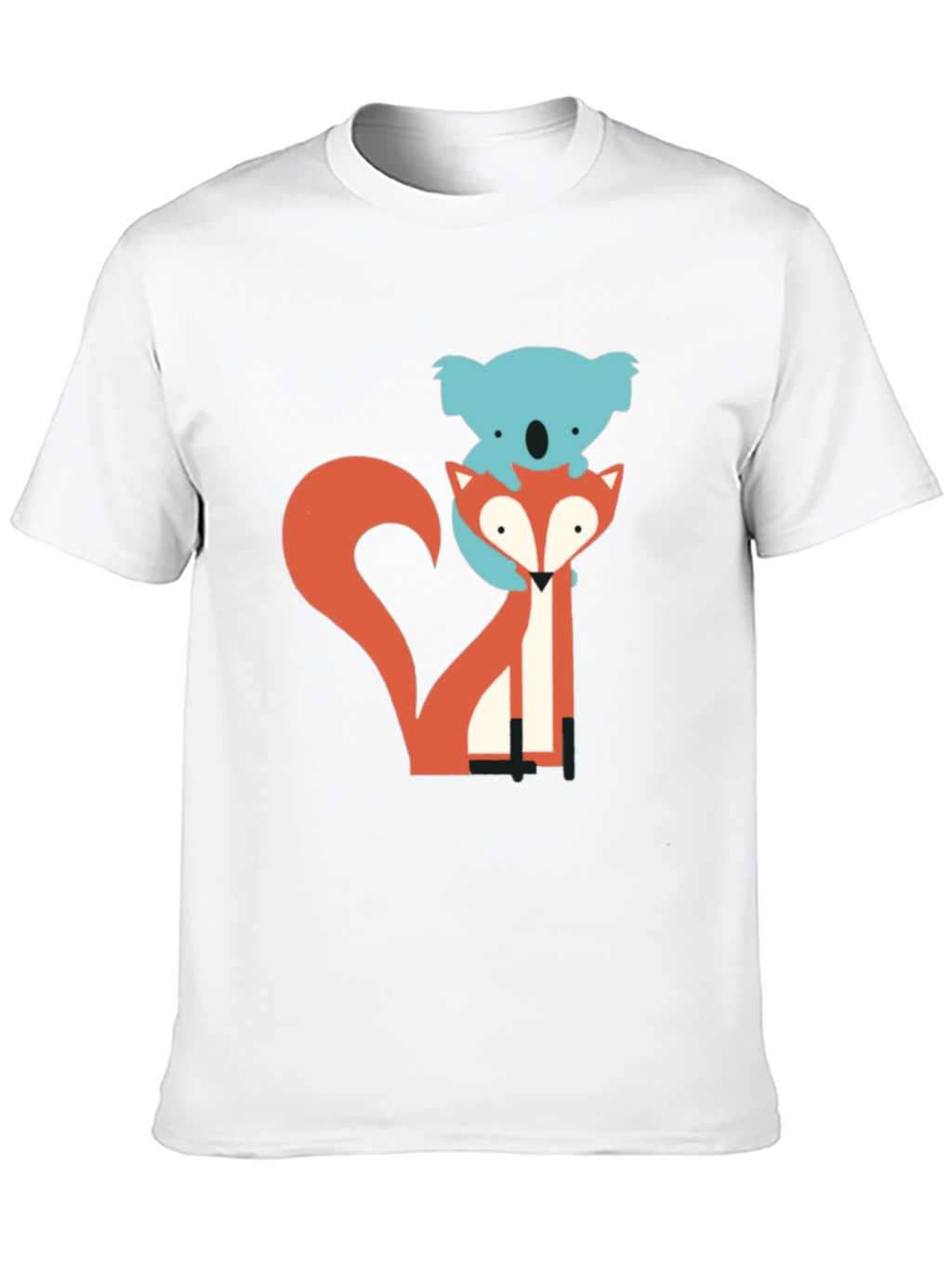 Koala Riding Fox Graphic Tee - Black Cotton T-Shirt