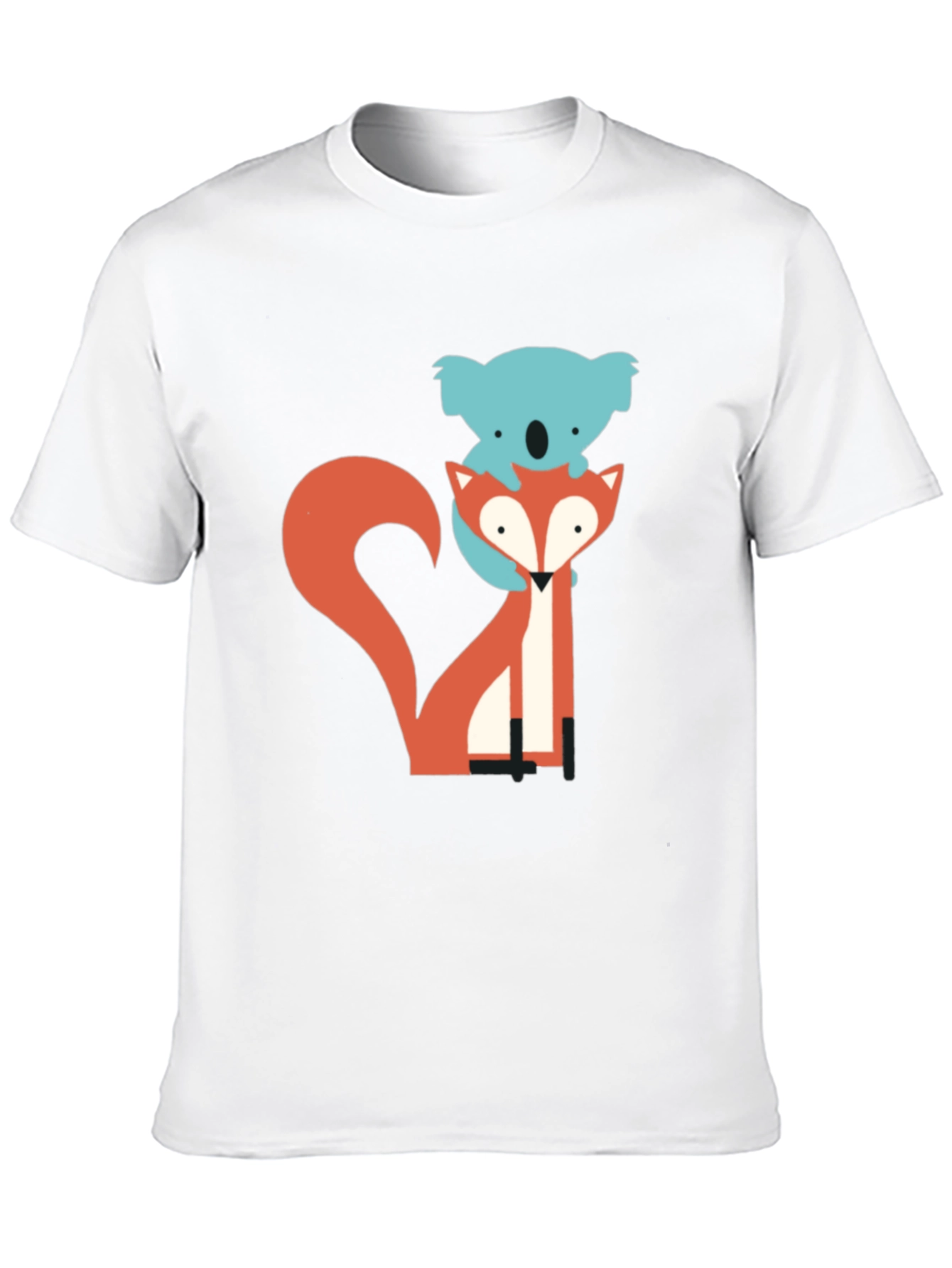Koala Riding Fox Graphic Tee - Black Cotton T-Shirt