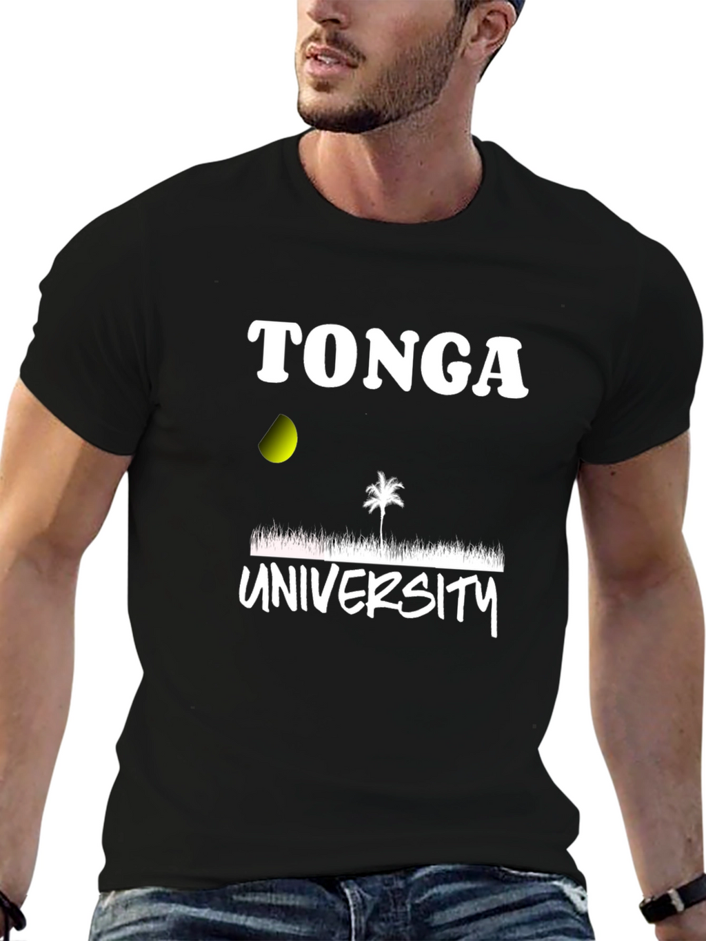 Tonga University T-Shirt Black Cotton Blend Graphic Print