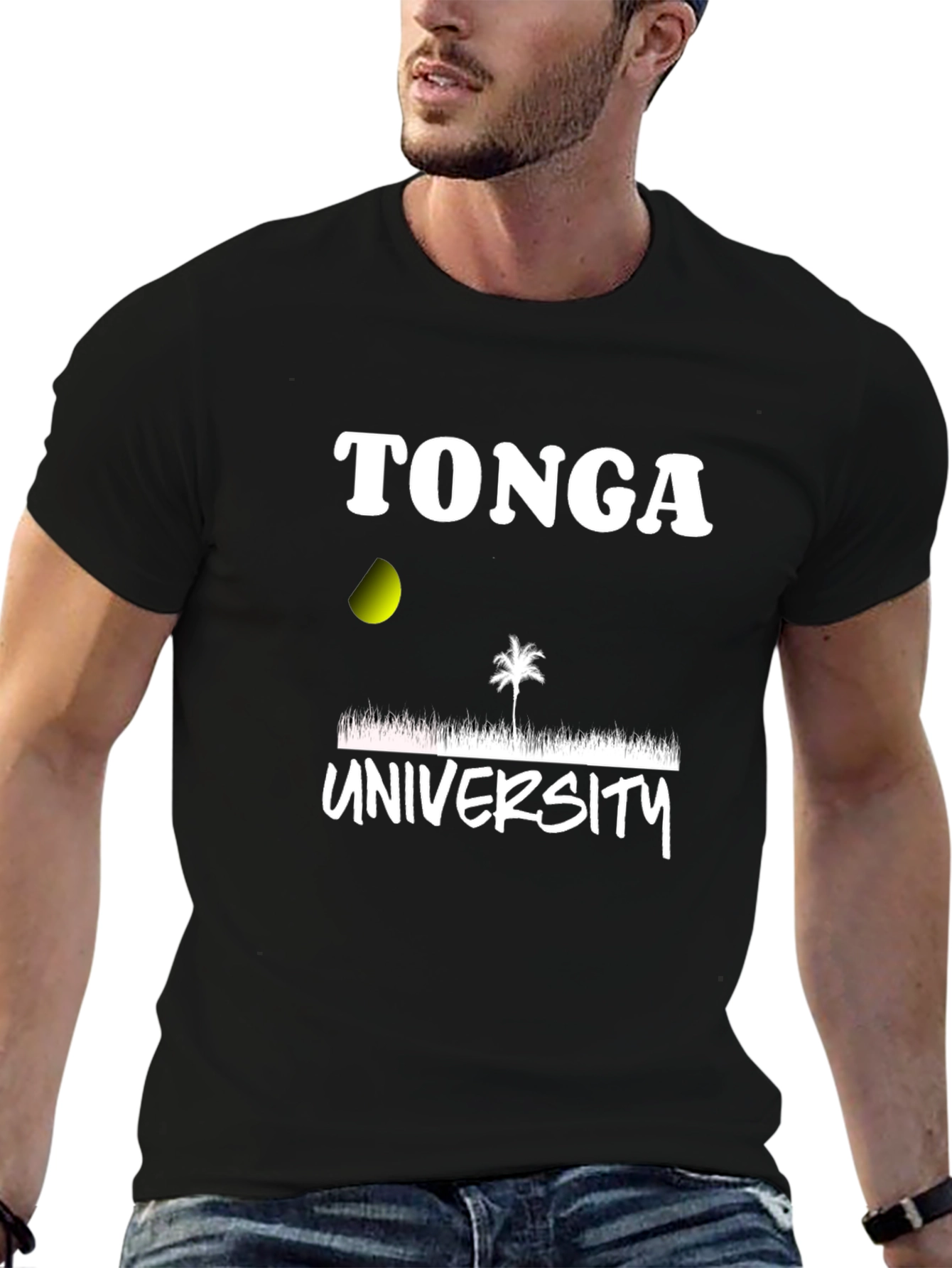 Tonga University T-Shirt Black Cotton Blend Graphic Print