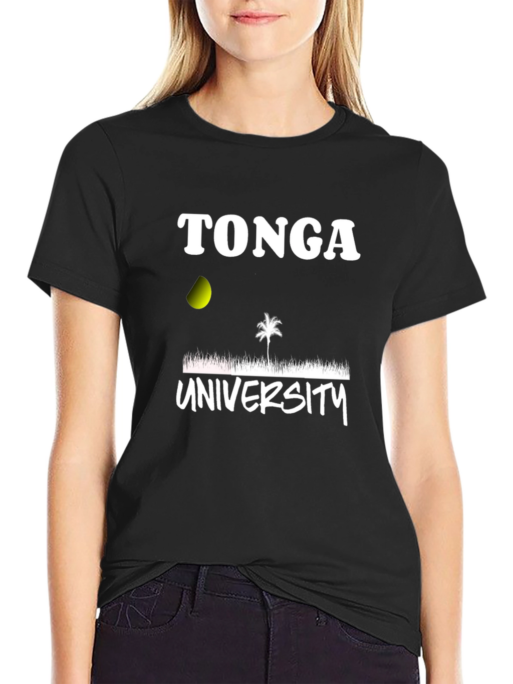 Tonga University T-Shirt Black Cotton Blend Graphic Print