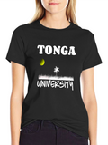 Tonga University T-Shirt Black Cotton Blend Graphic Print