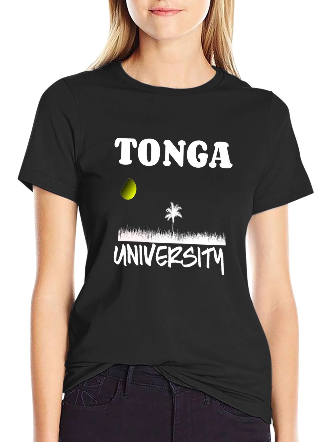 Tonga University T-Shirt Black Cotton Blend Graphic Print