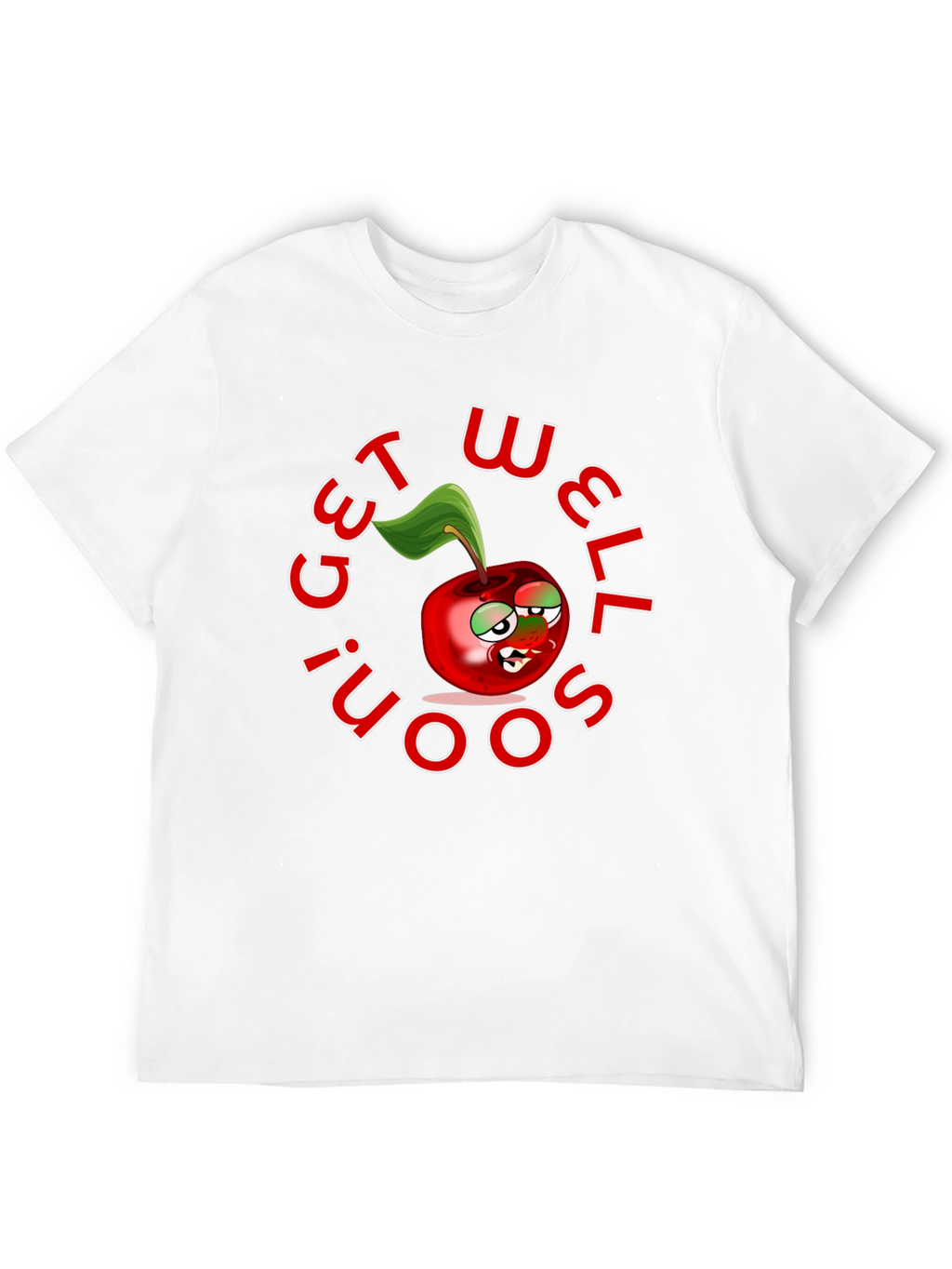 Get Well Soon! Cartoon Cherry T-Shirt - Black