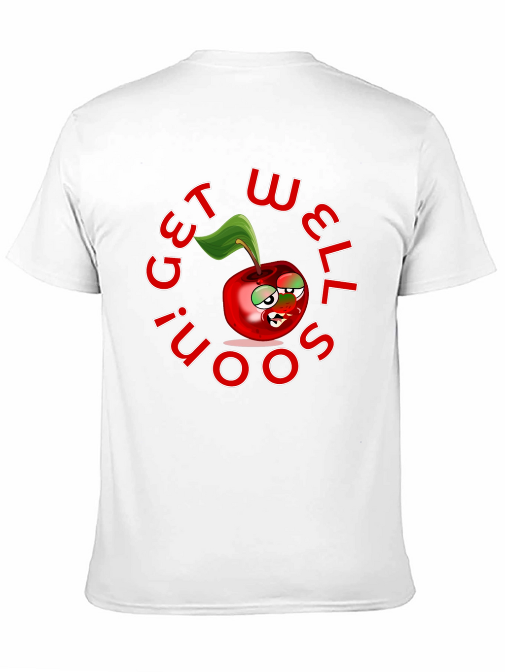 Get Well Soon! Cartoon Cherry T-Shirt - Black