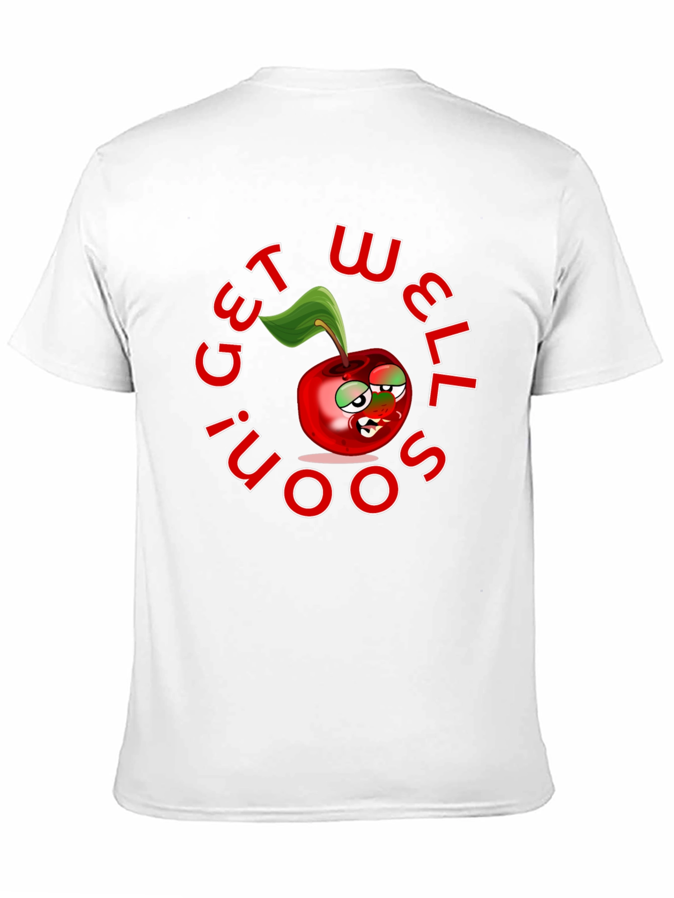 Get Well Soon! Cartoon Cherry T-Shirt - Black