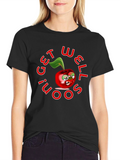 Get Well Soon! Cartoon Cherry T-Shirt - Black