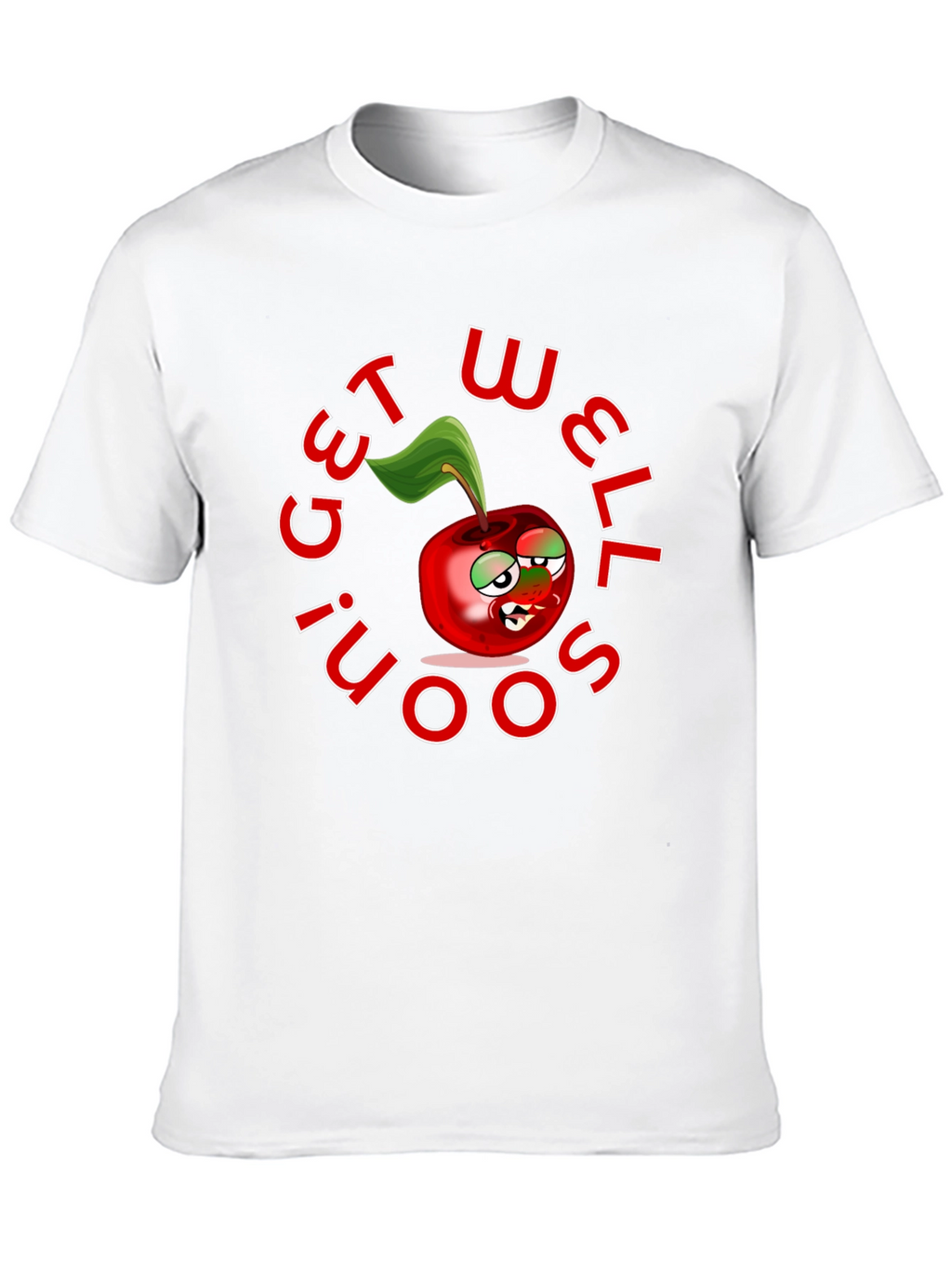 Get Well Soon! Cartoon Cherry T-Shirt - Black
