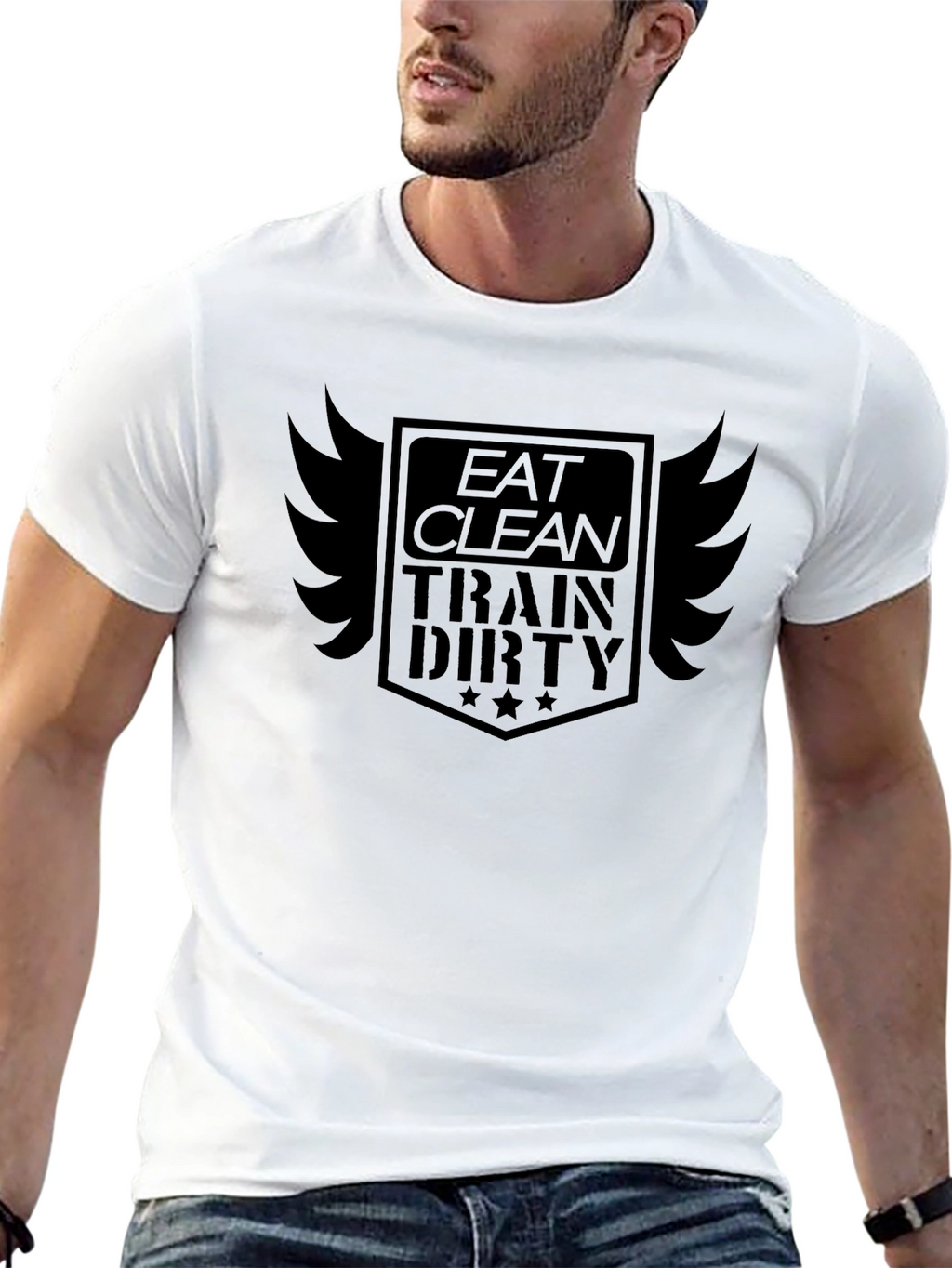 Eat Clean Train Dirty Mens Black T-Shirt
