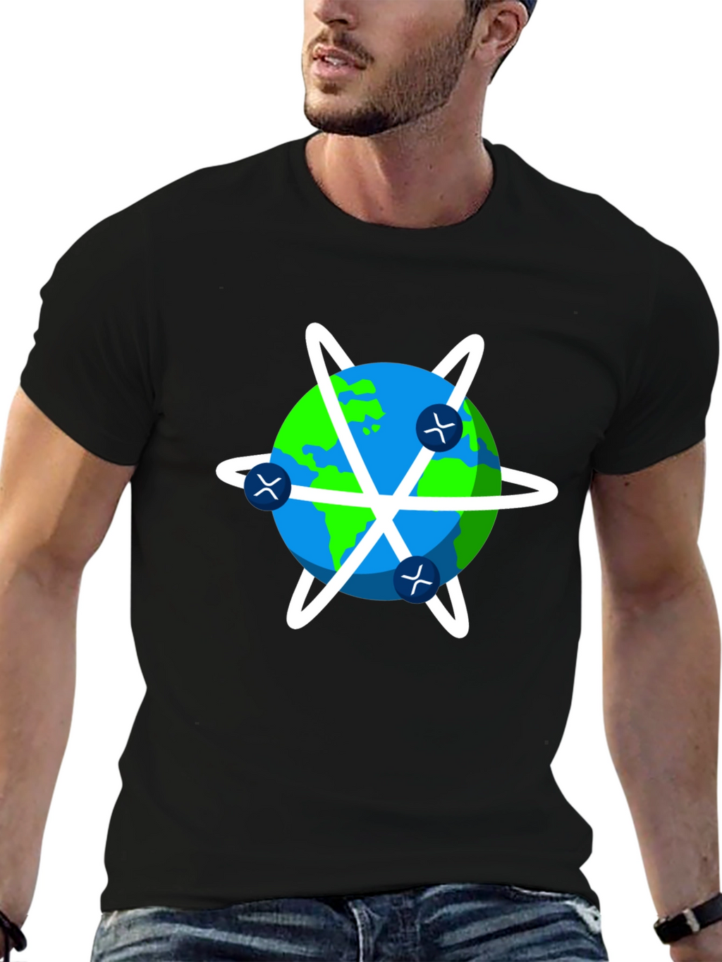 Global Network T-Shirt - Black Cotton Graphic Tee