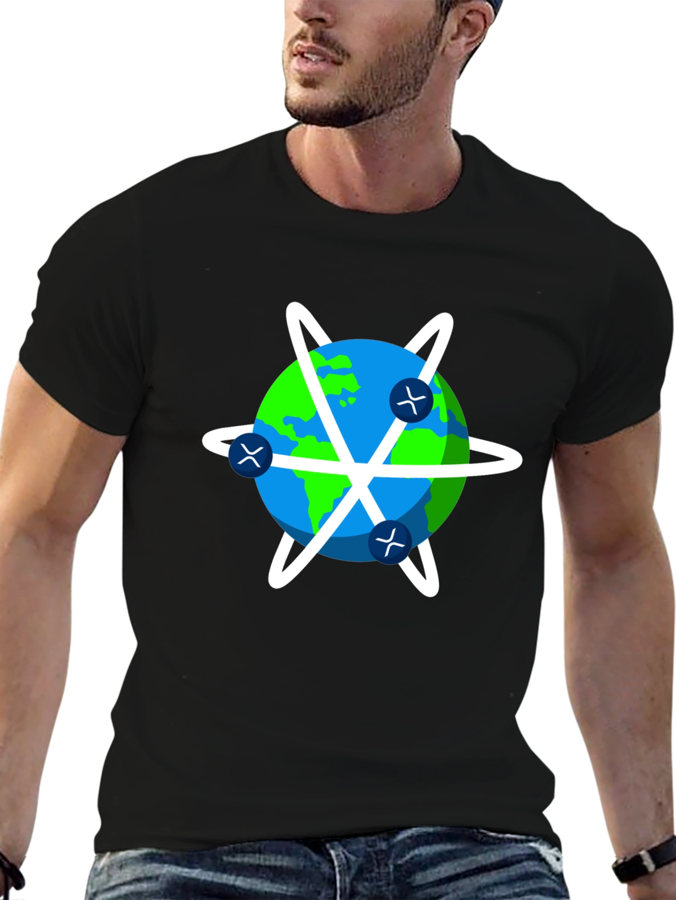 Global Network T-Shirt - Black Cotton Graphic Tee